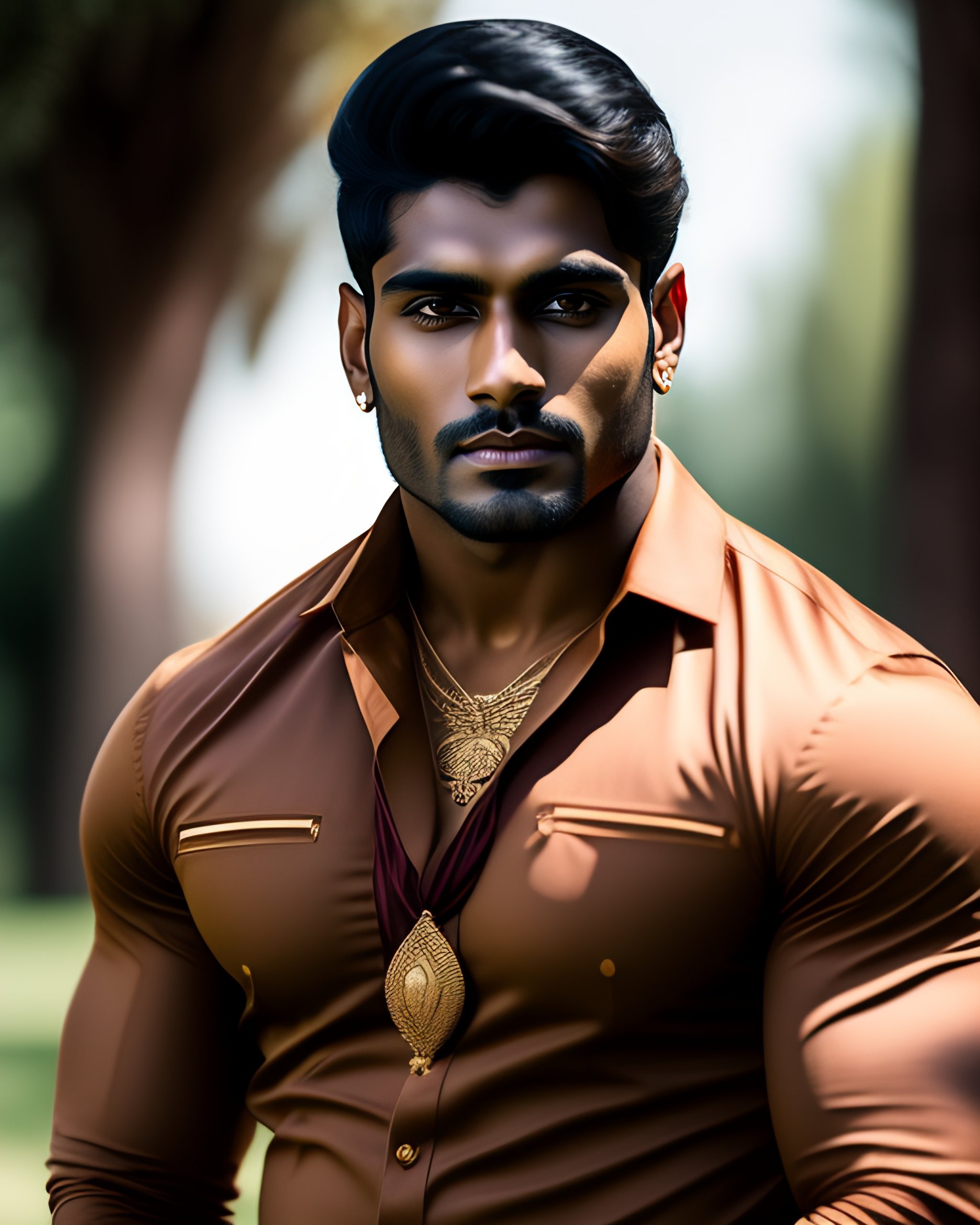 Lexica - A young handsome indian man with smooth brown skin wearing a ...