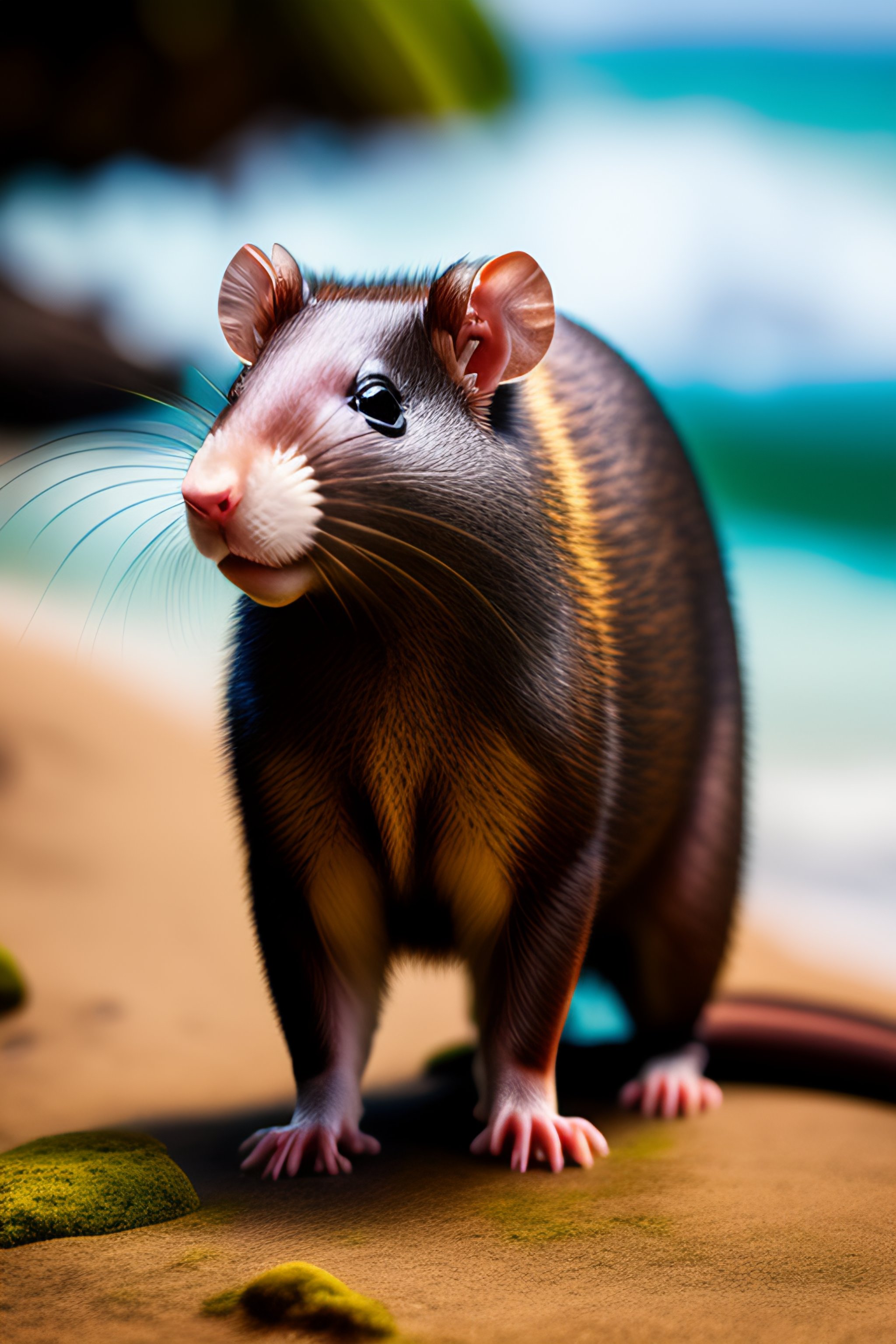 Lexica - Big rat,wearing plastic,in a big island