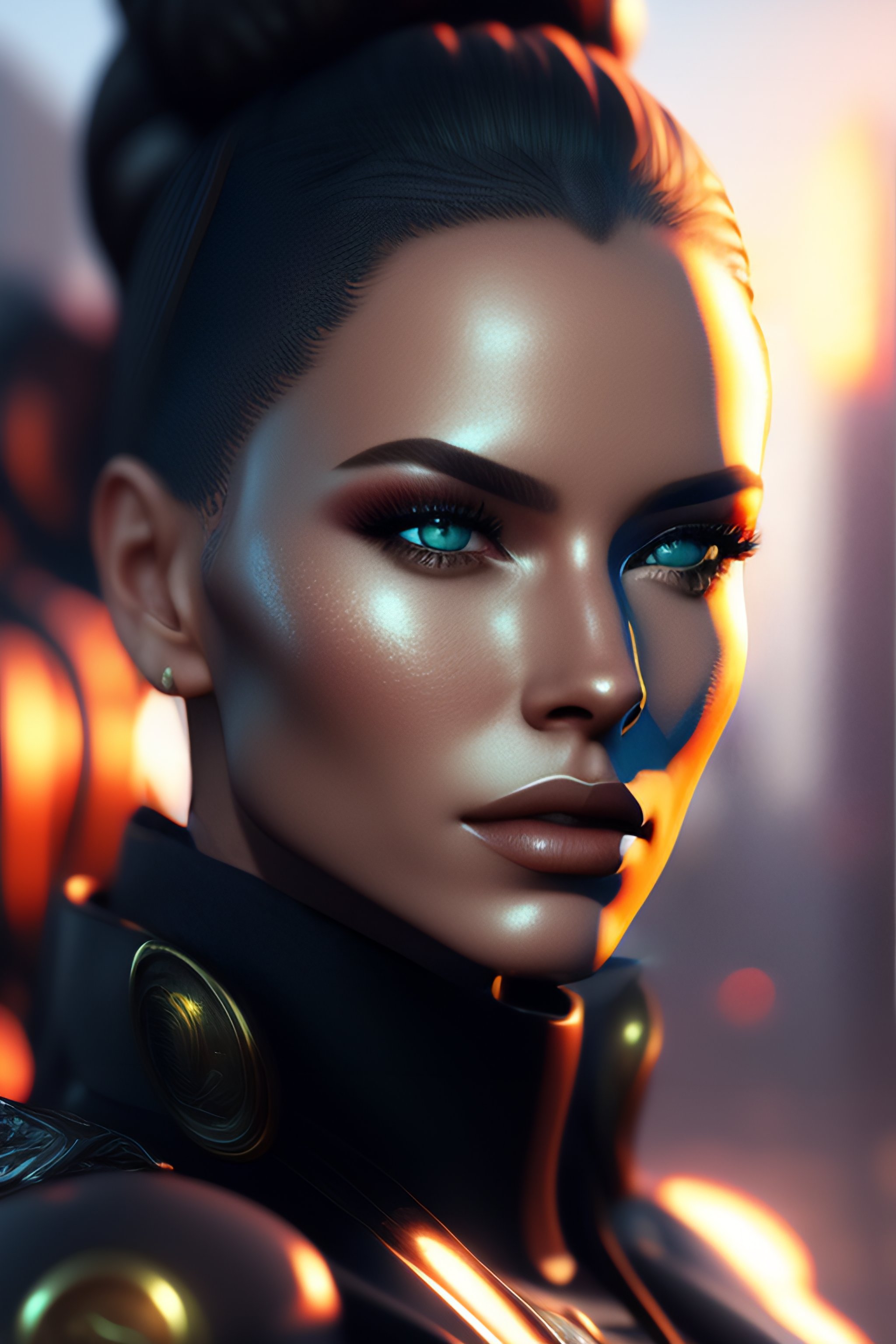 Lexica - Closeup portrait shot of a female android, titan fall, fallout ...