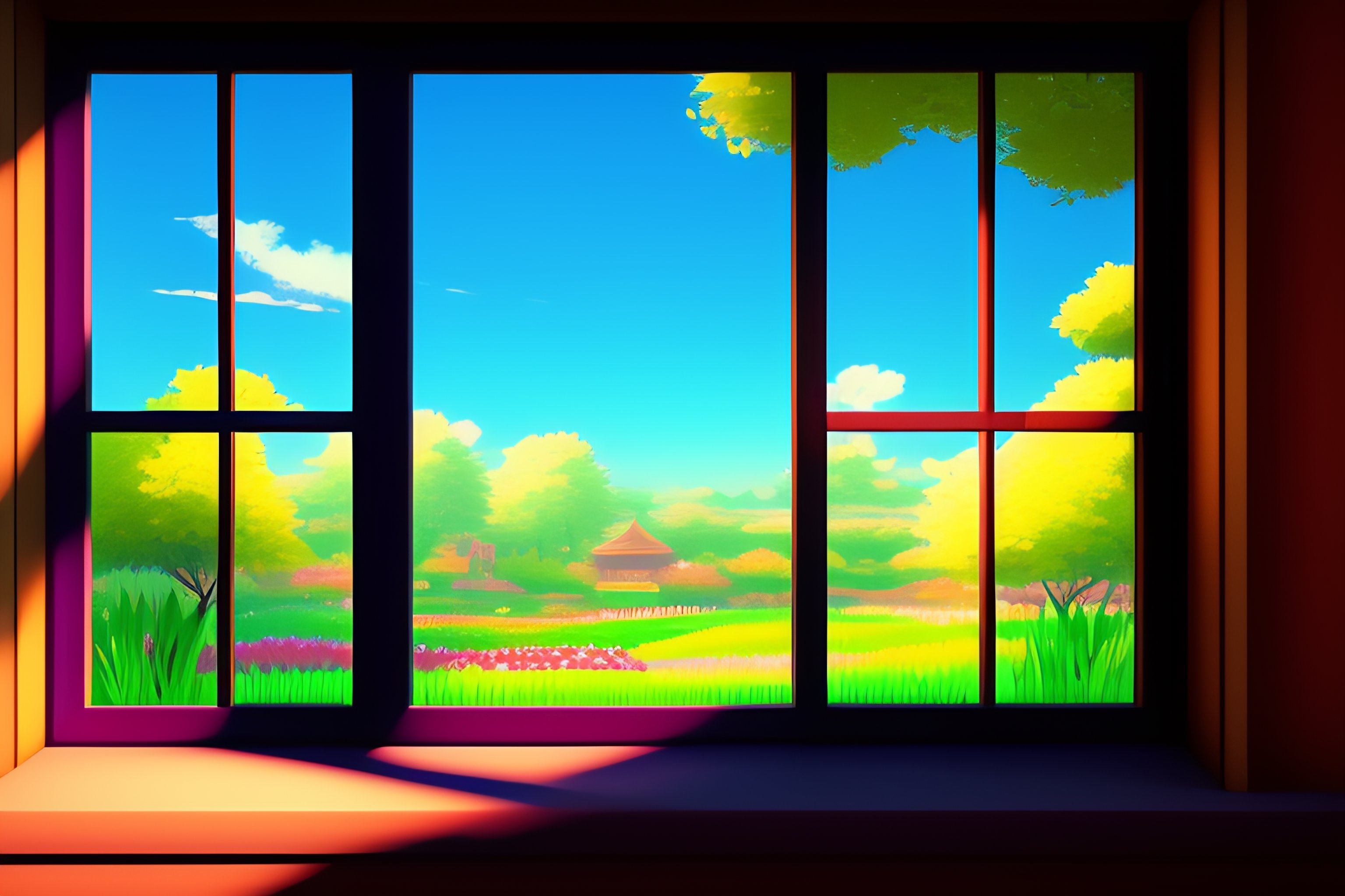 Lexica - A digital art of Lo-fi view frim window spring at nigt on ...