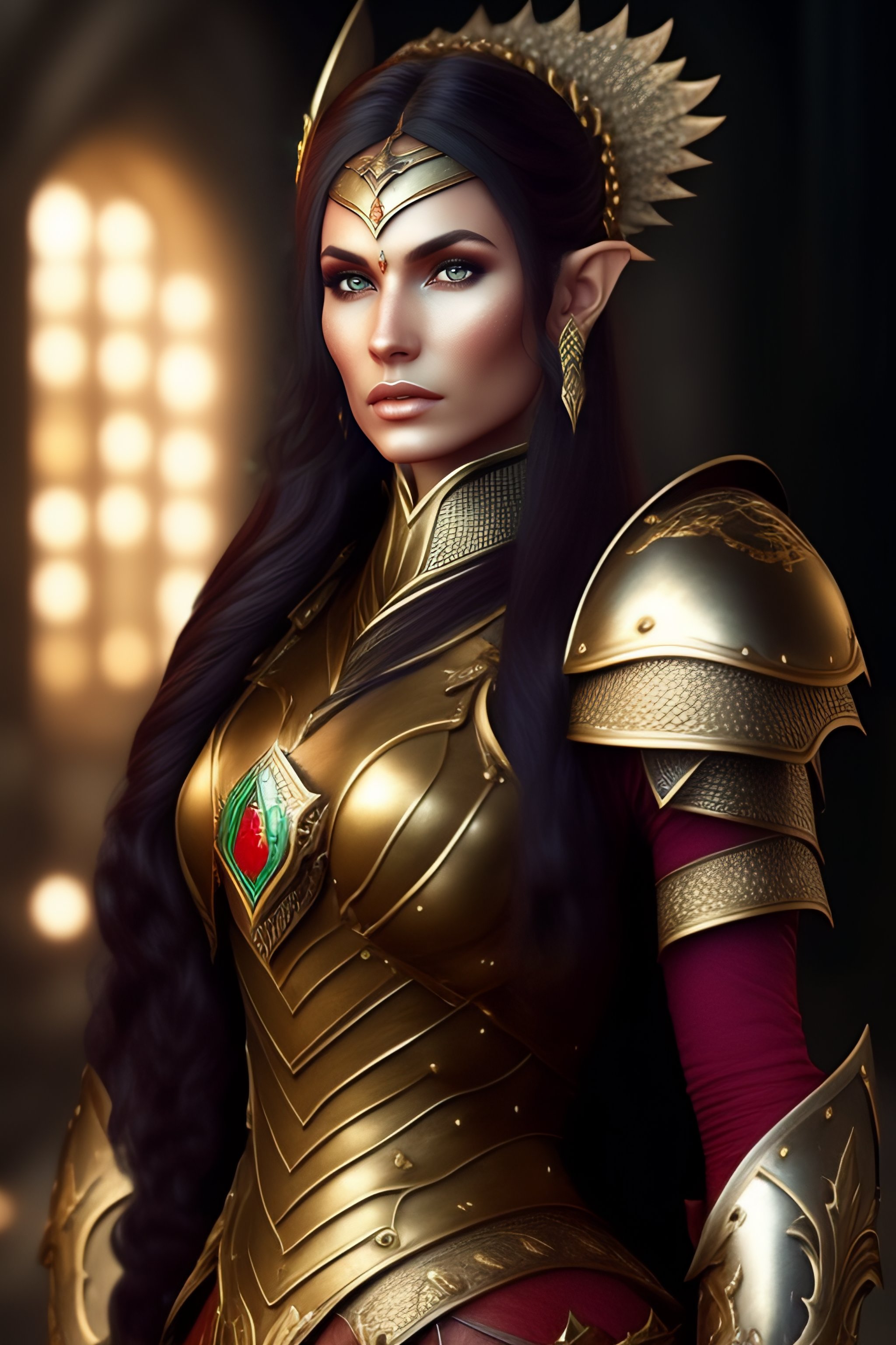 Lexica - Female elf warrior wearing organic armour