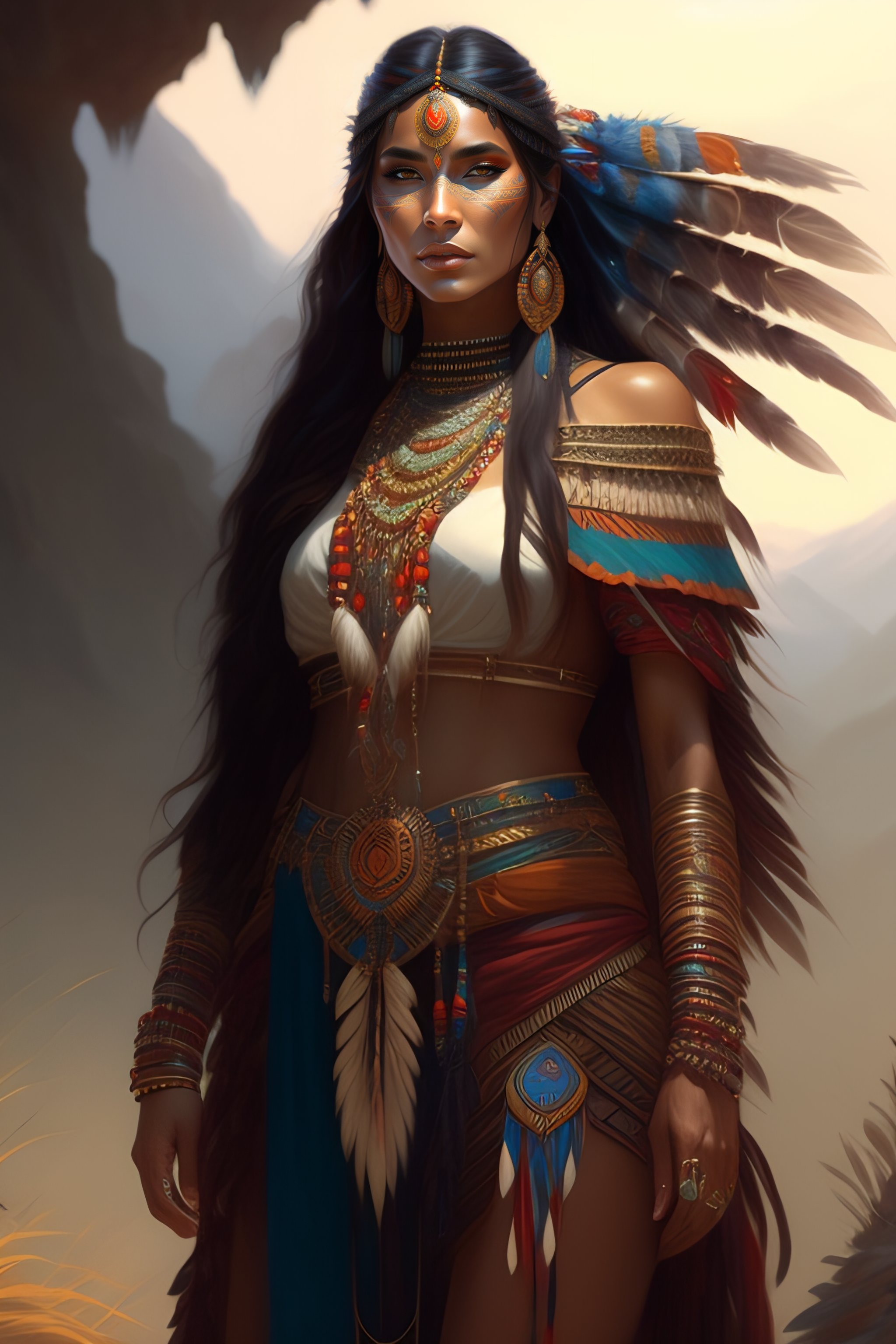 Lexica - Full body man native american shaman , concept art, character ...