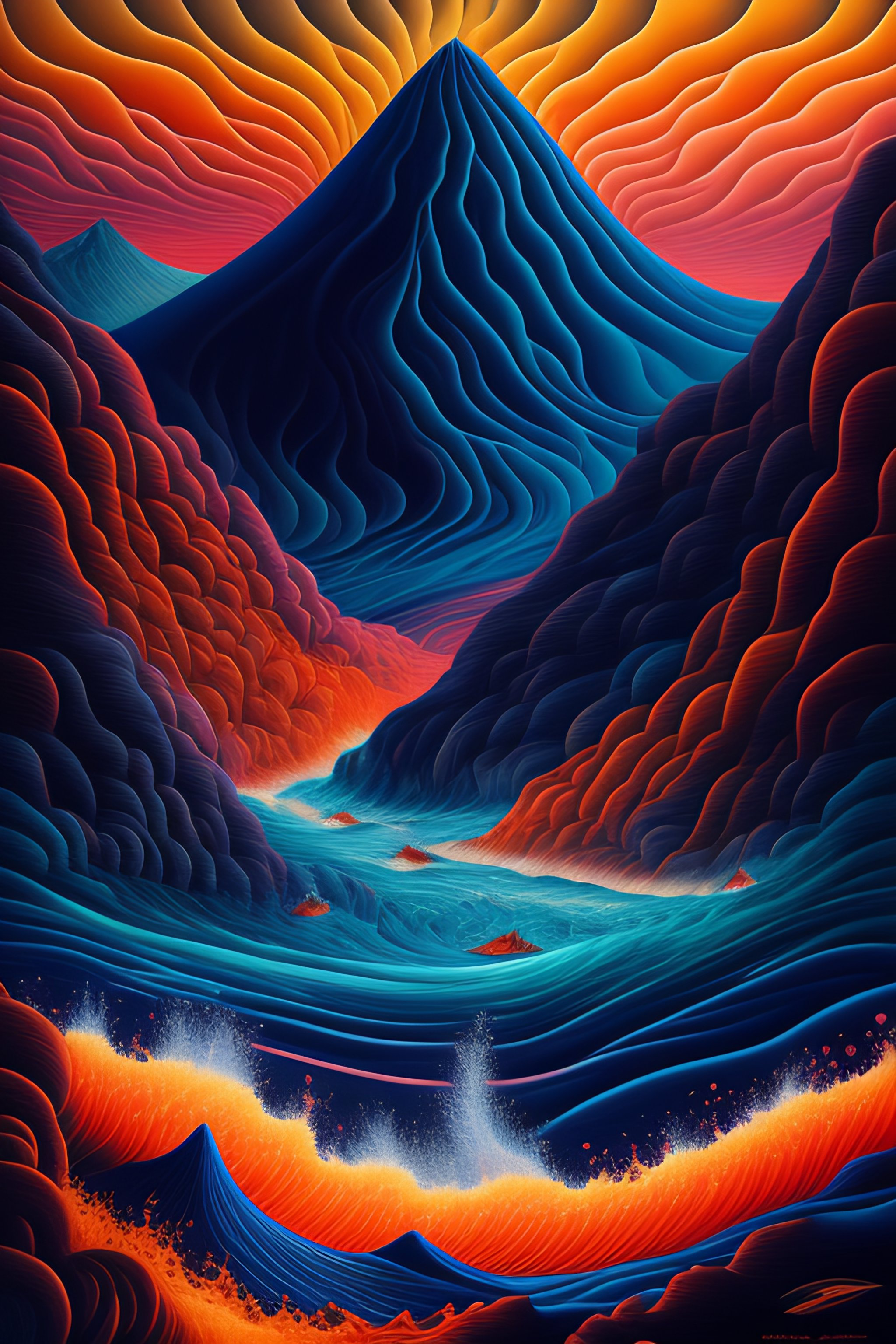 Lexica - Vulcano, lava, ocean, surreal by dan mumford and umberto ...