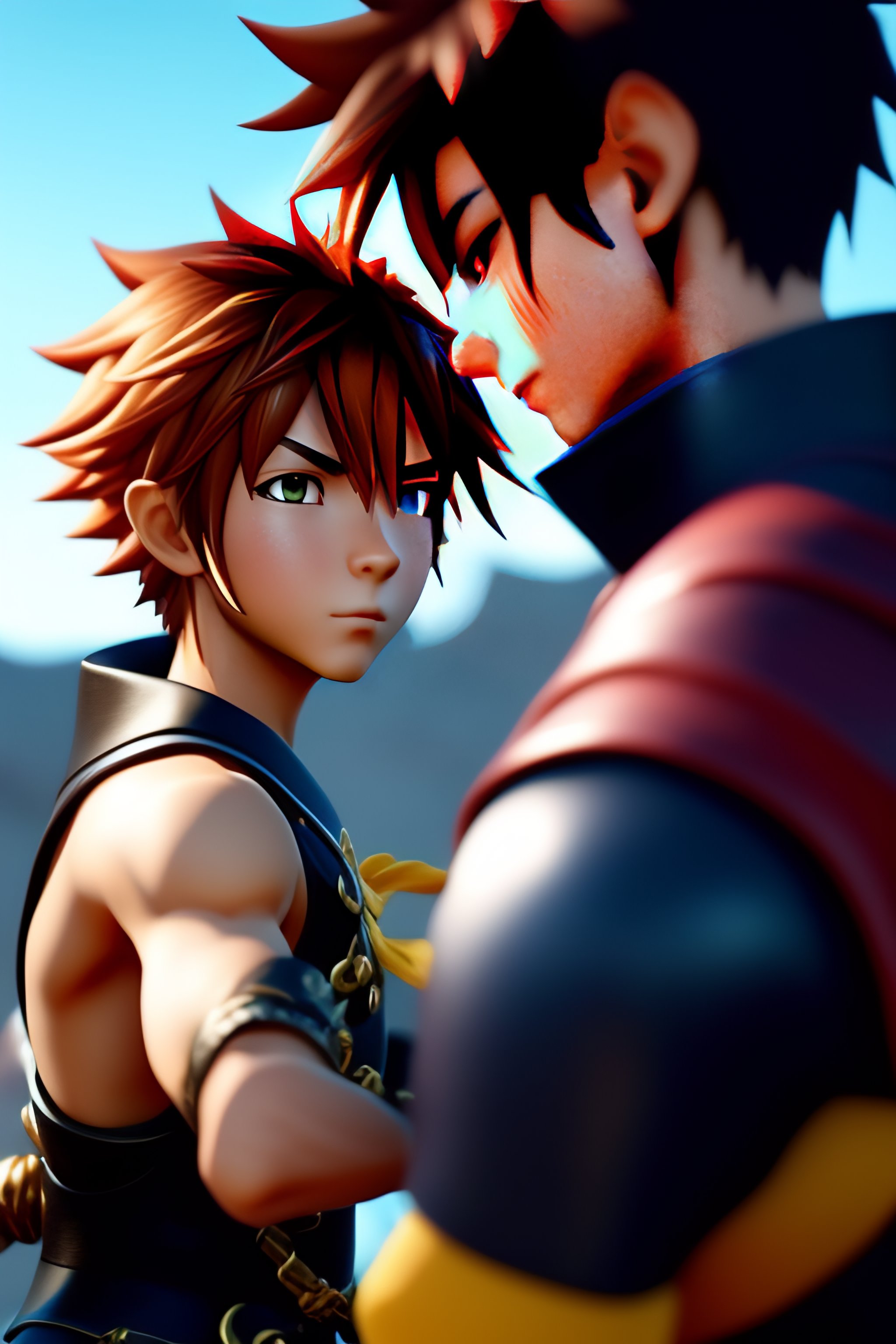 Lexica Sora from kingdom hearts fighting with yozora