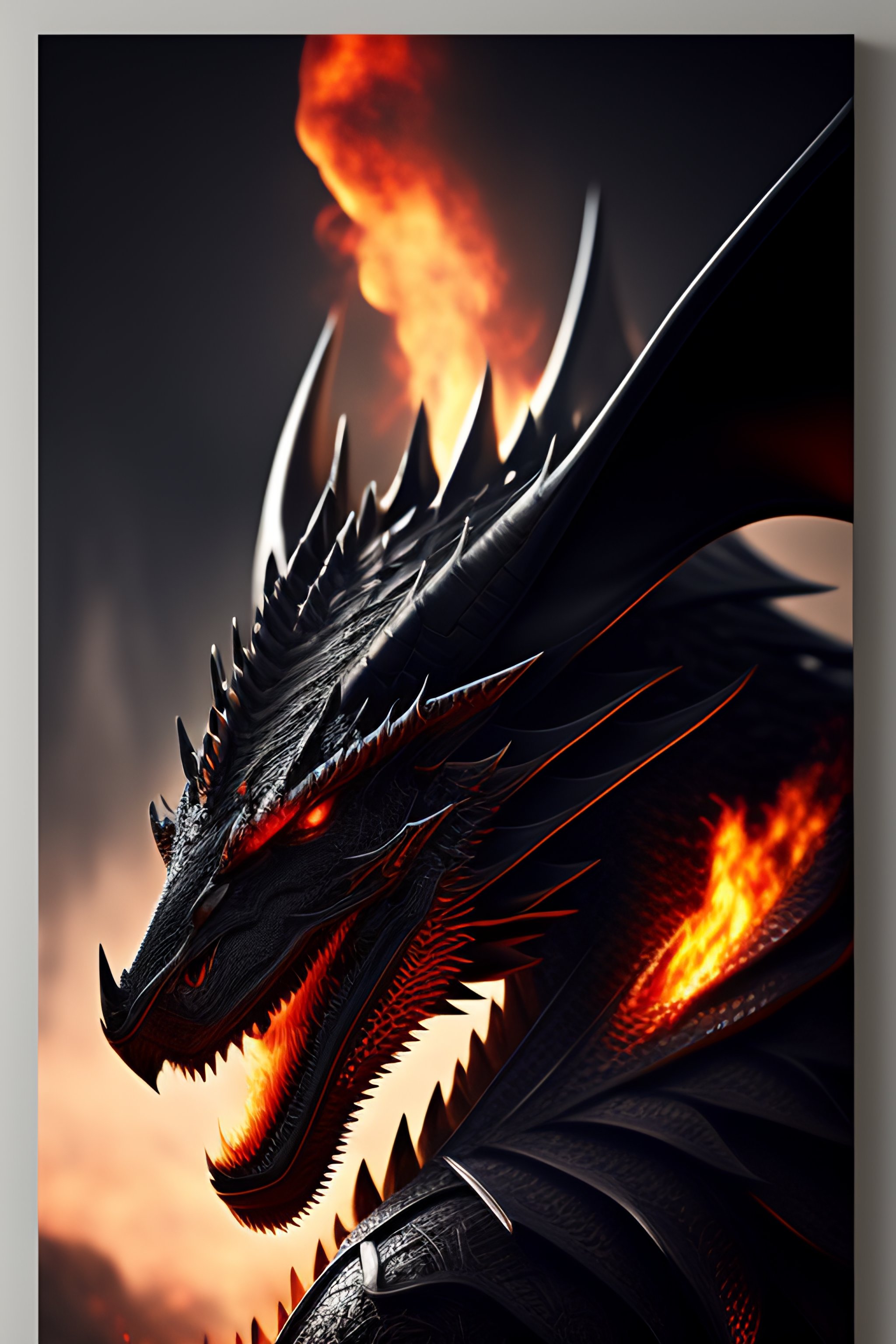 black dragons breathing fire