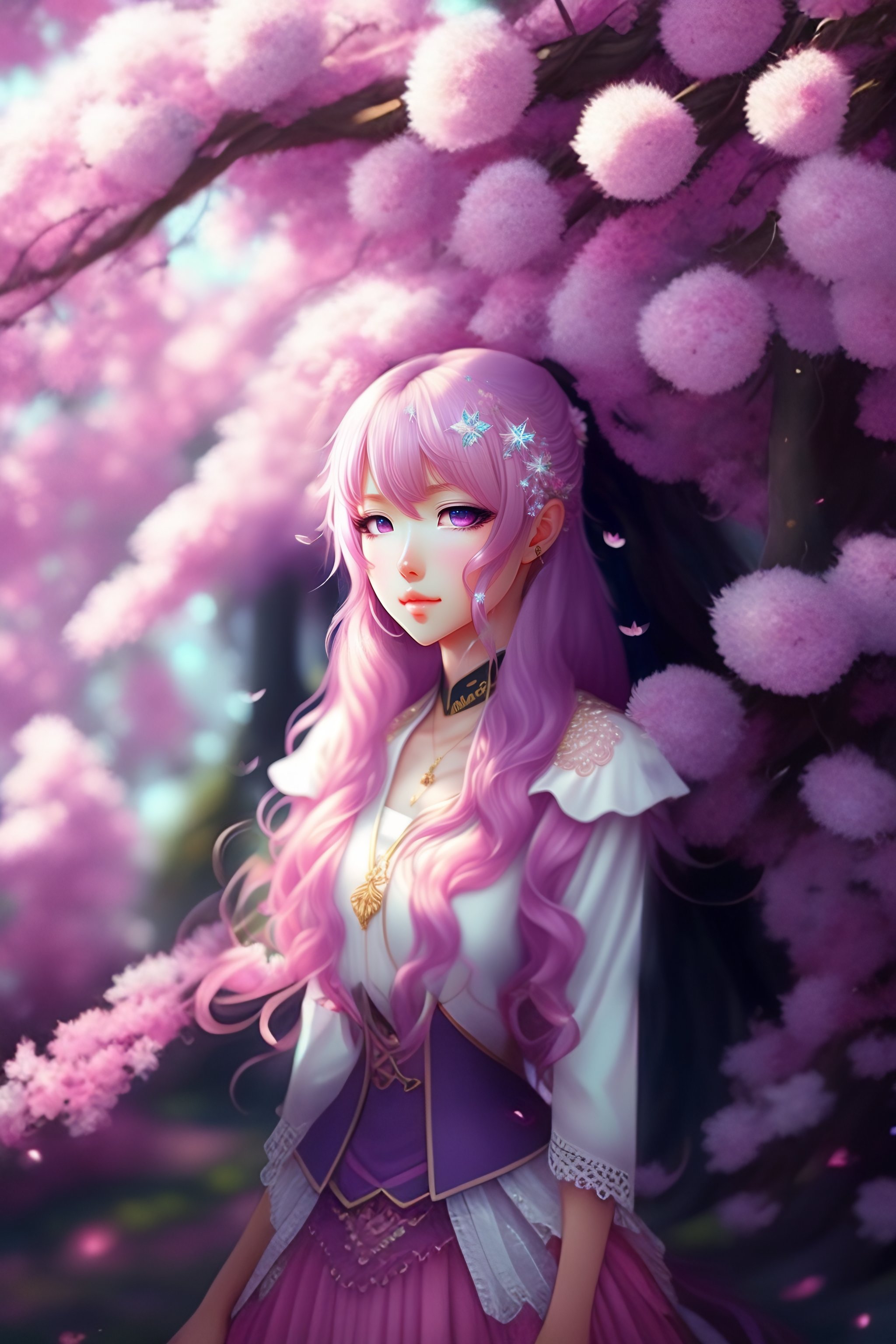 Lexica Absolutely Stunning Anime Princess Long Hair Sparkly Eyes Light Pink Hair Pastel 