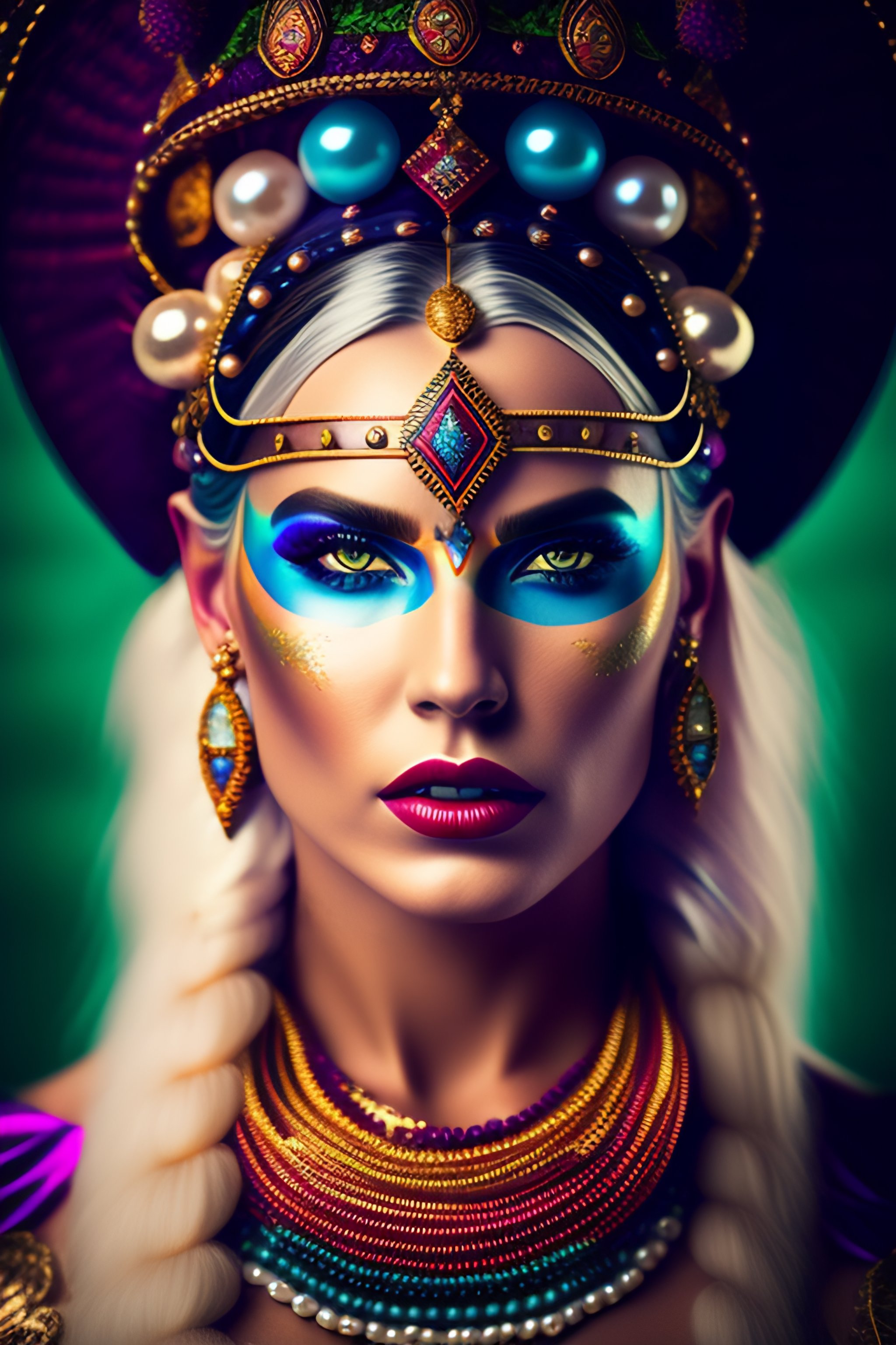 Lexica - Epic portrait of viking princess in a mardi gras Harlequin ...