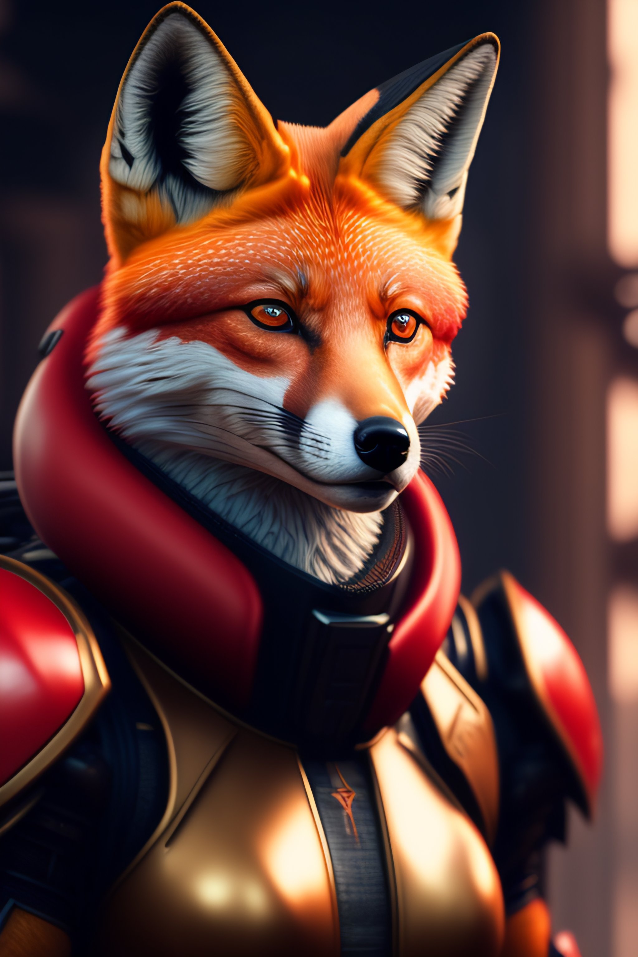 Lexica - 280 / 5 000 Portrait painting of a cybernetic red fox with ...