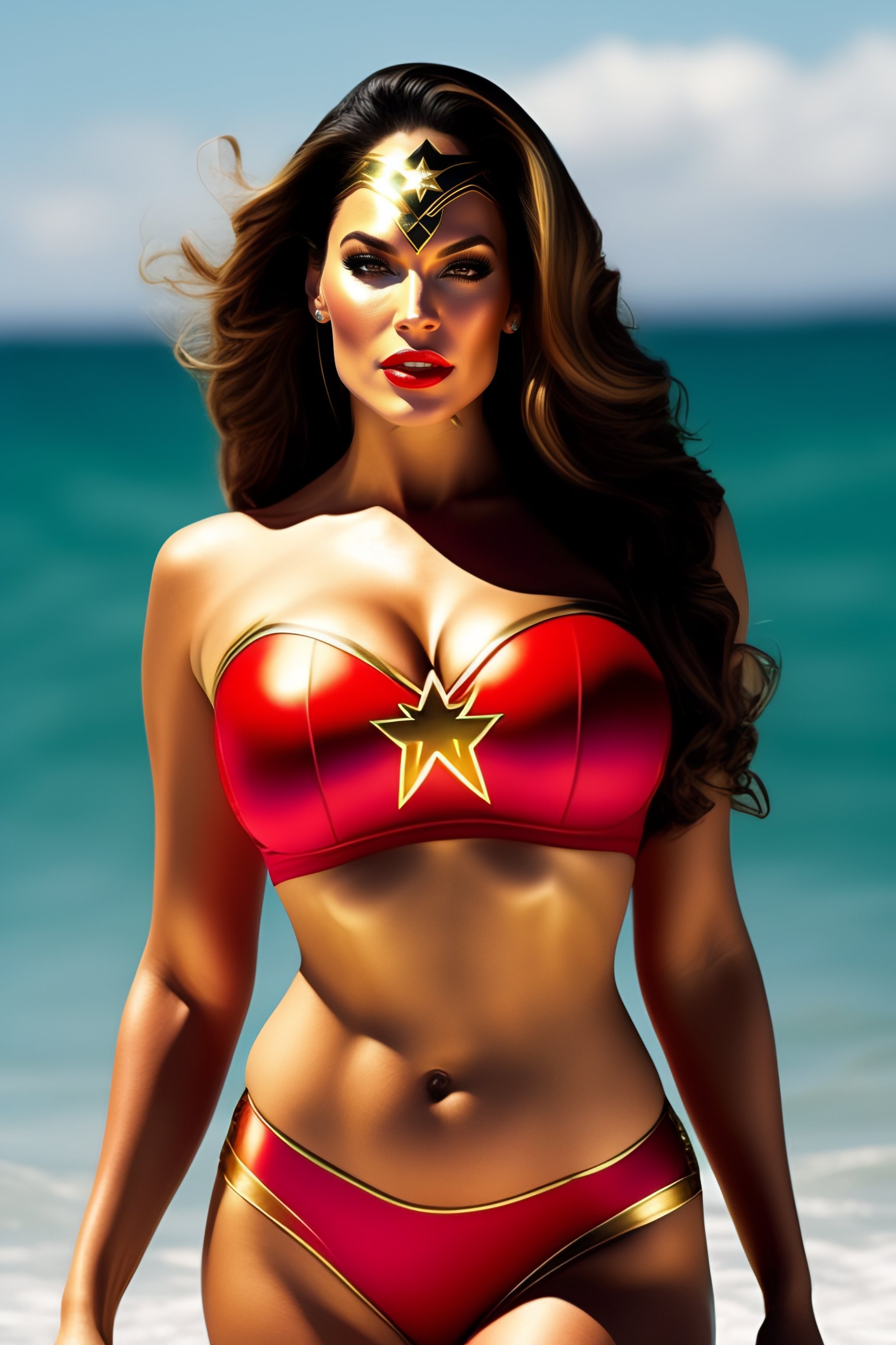 Lexica - Kelly Brook as wonder woman in a bikini