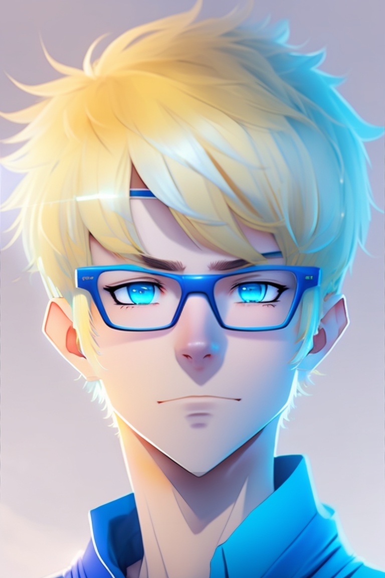 anime boy with yellow hair and blue eyes