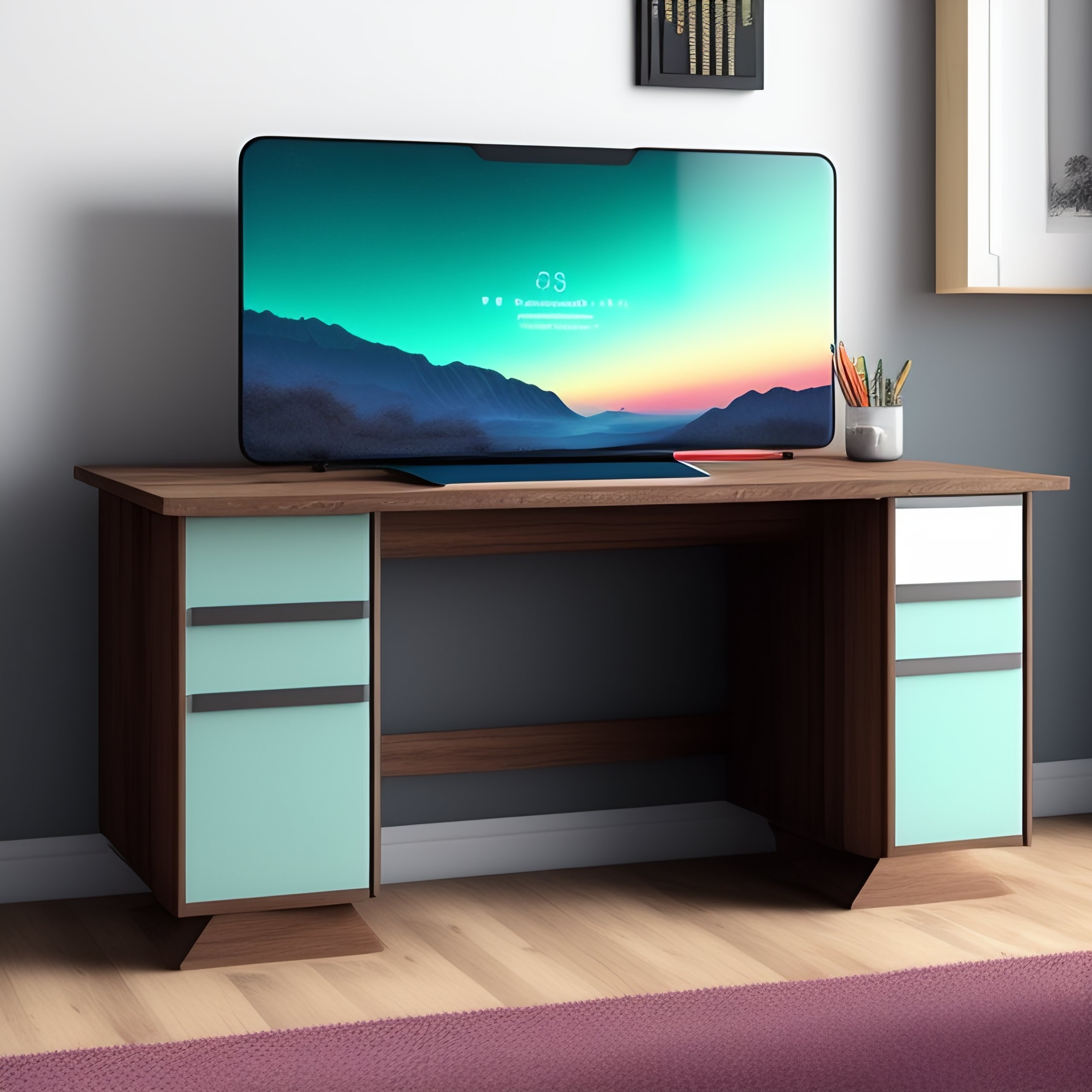 Lexica Pinterest style working desk with laptop for ladies, beautiful with a open notebook