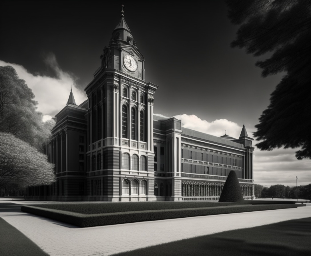 Lexica - University buildings, black and white filter