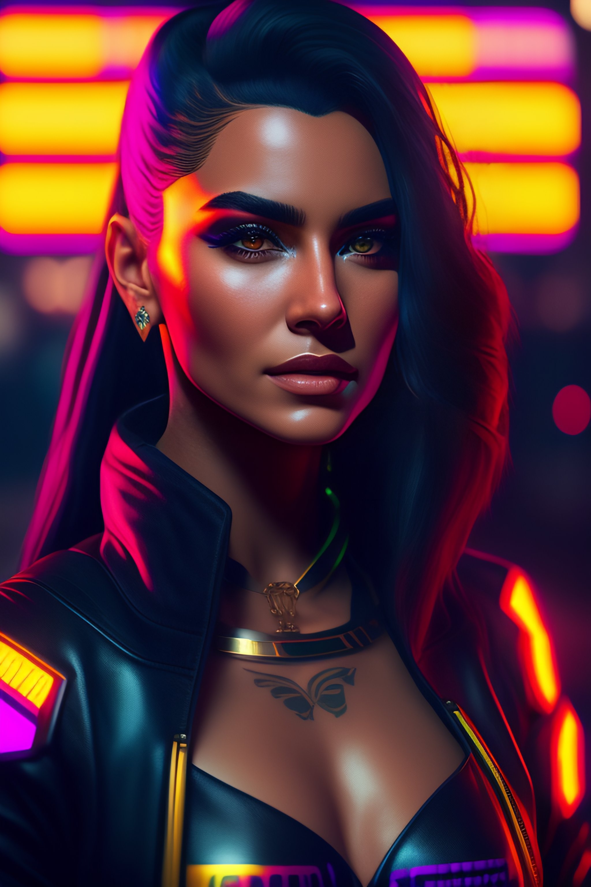 Lexica - Portrait of beautiful girl with pretty face from cyberpunk ...