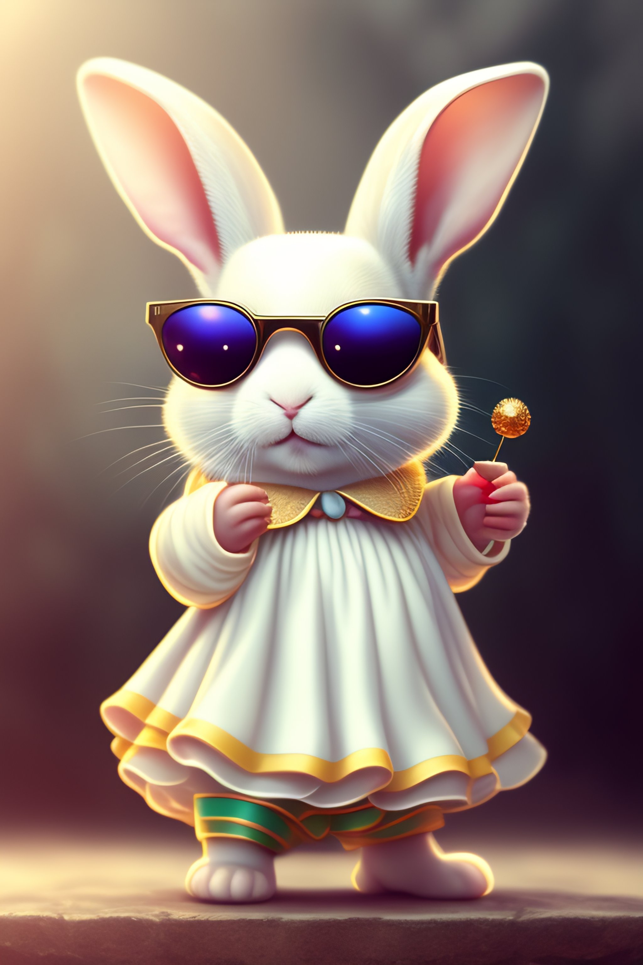 Lexica - Full-bodied portrait, cute and adorable cartoon white rabbit ...