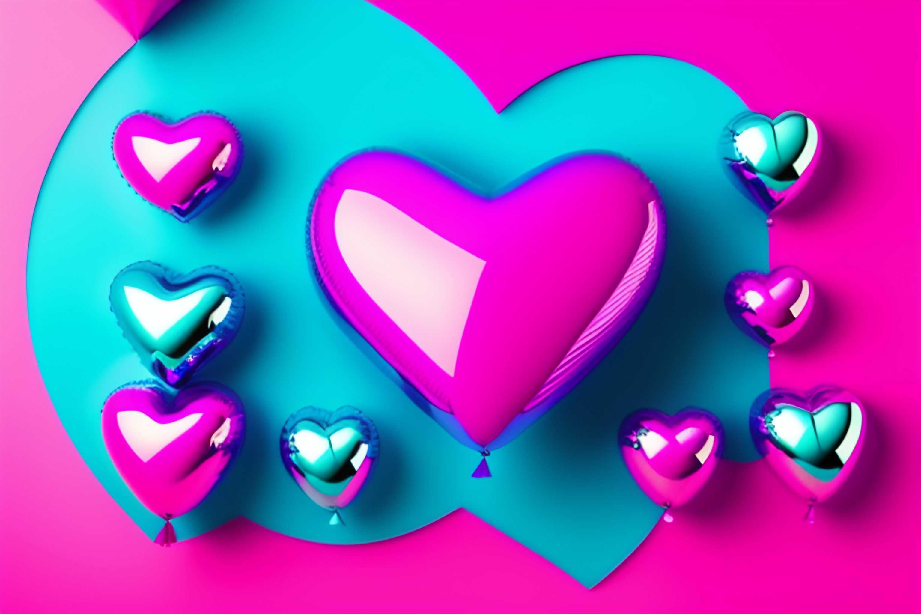 Lexica - Heart shape balloon on a pink blue background. Natural light ...