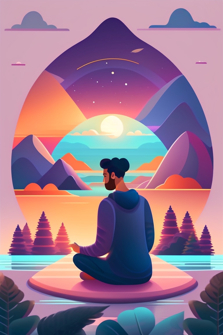 Lexica - An illustration of a person meditating in a peaceful ...