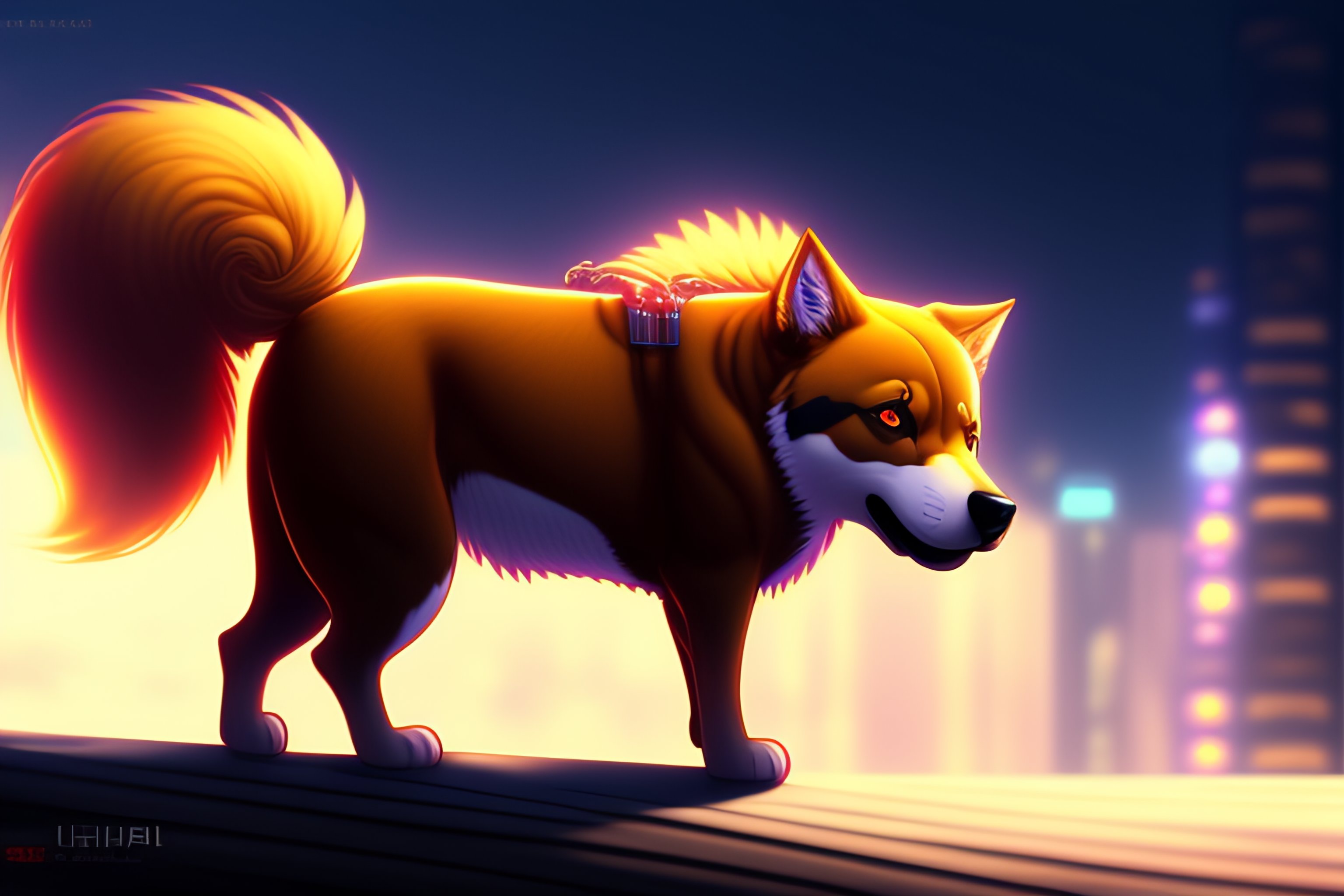 Lexica - Pocket muscular big dog, standing on the hind legs, cyberpunk ...