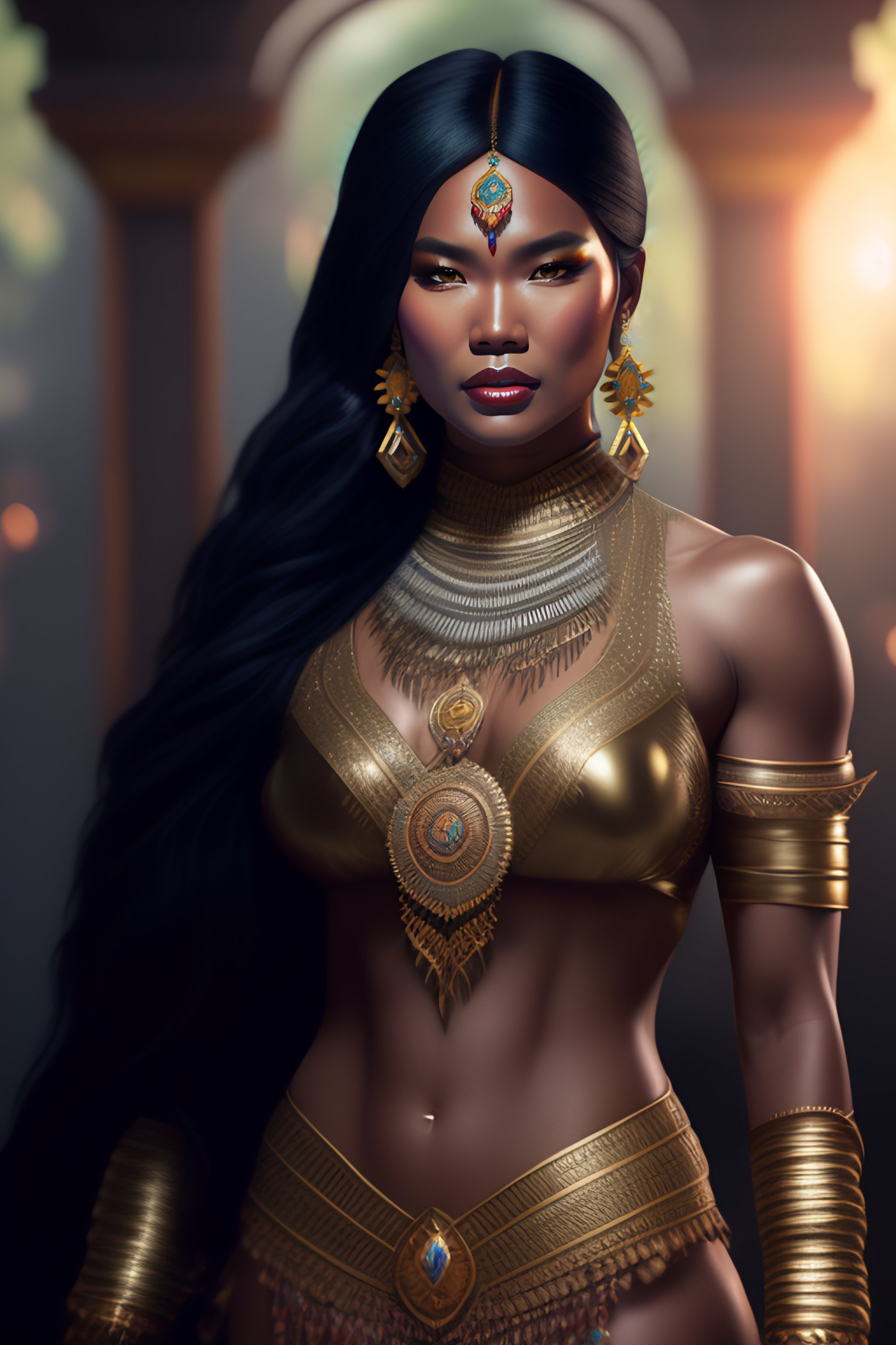 Lexica - Full body painting of a muscular dark skin indigenous Filipino ...