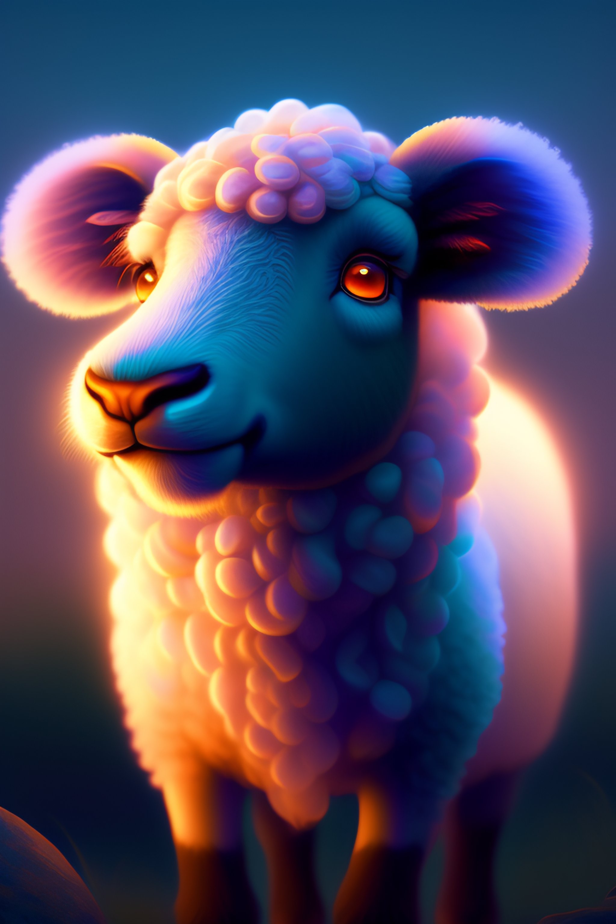 Lexica - Super cute Bioluminescent sheep character concept, soft light ...