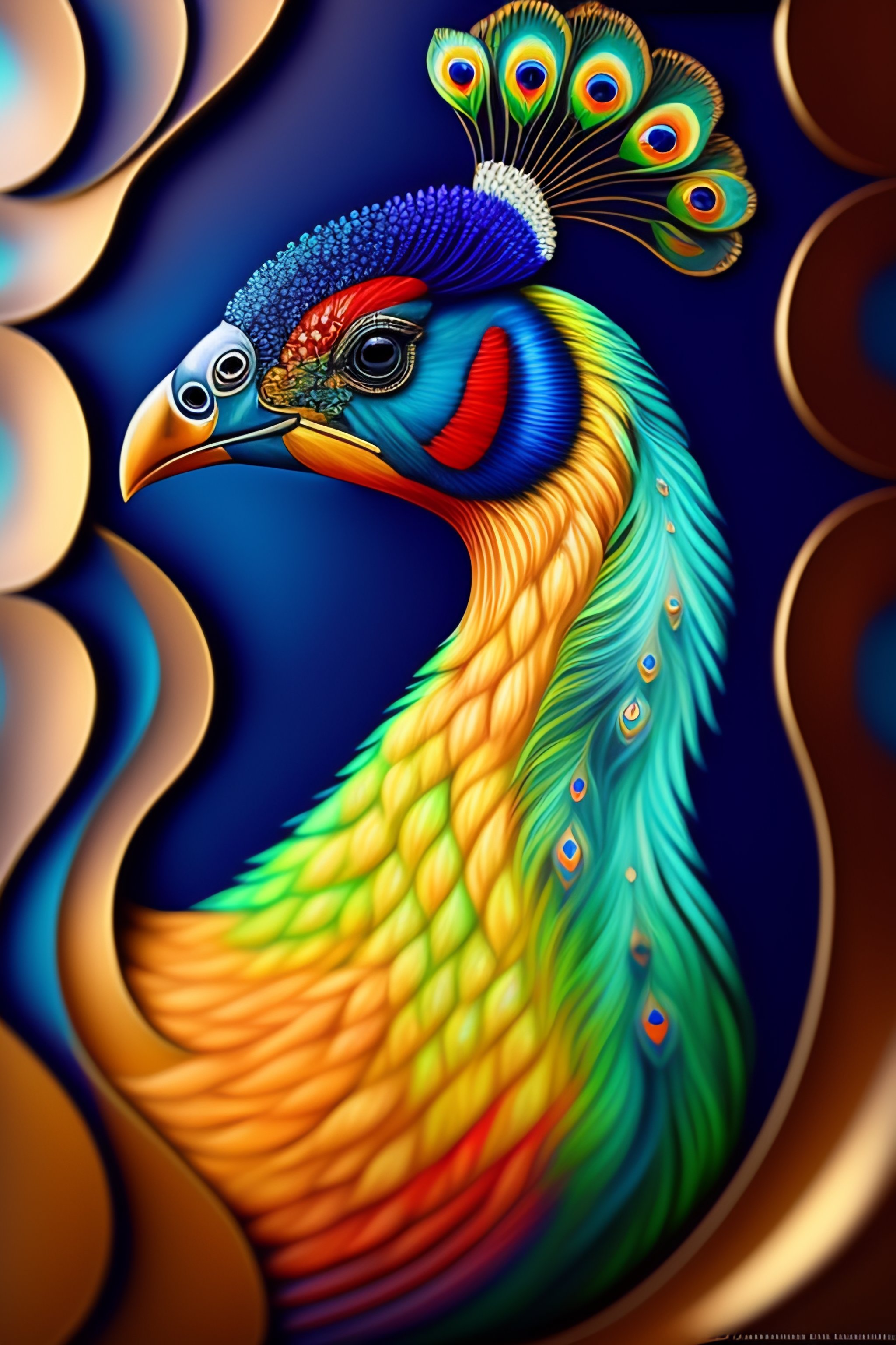 Lexica - 3d style peacock painting