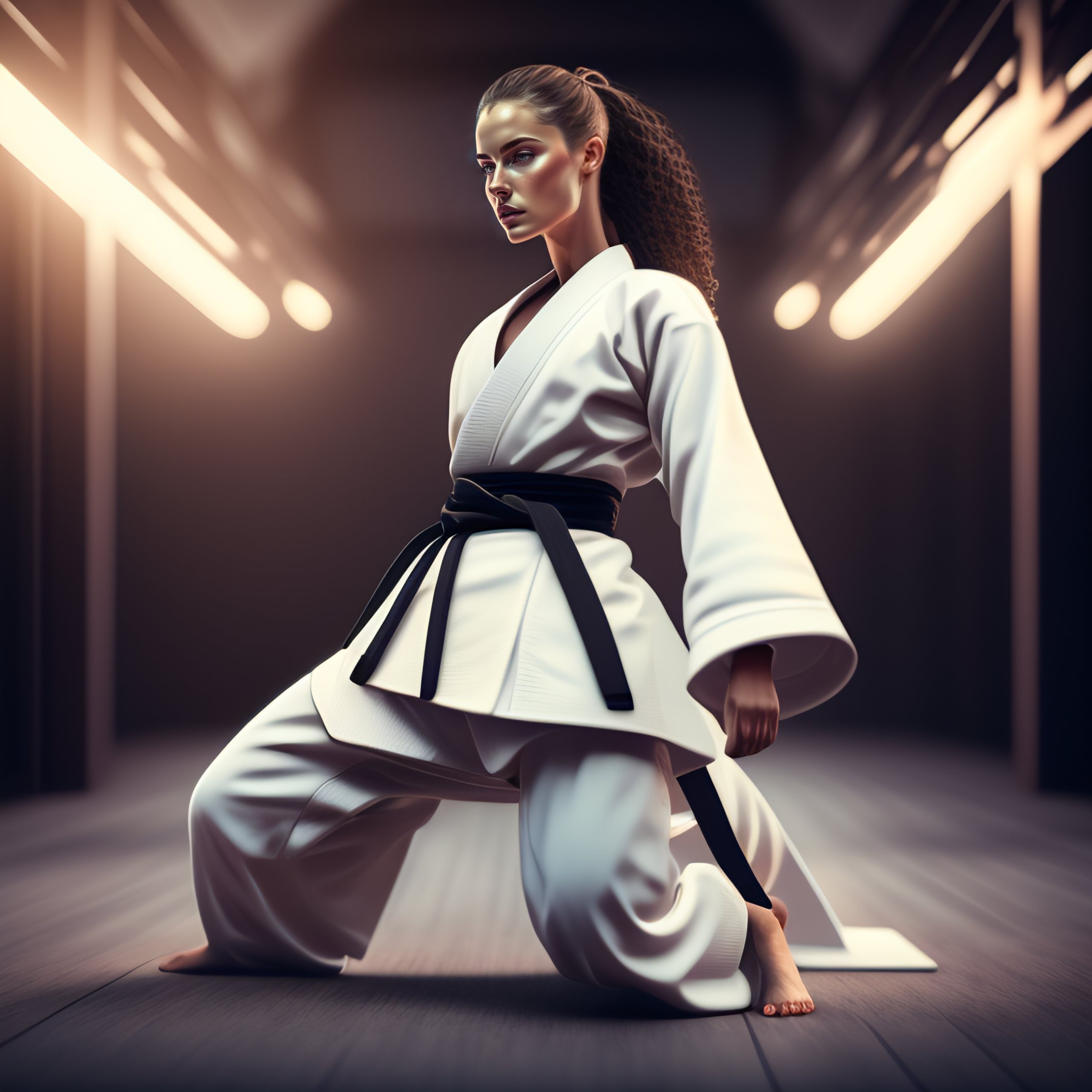 Lexica - Art of aikido girl, girl training hitting the air, 20 years ...