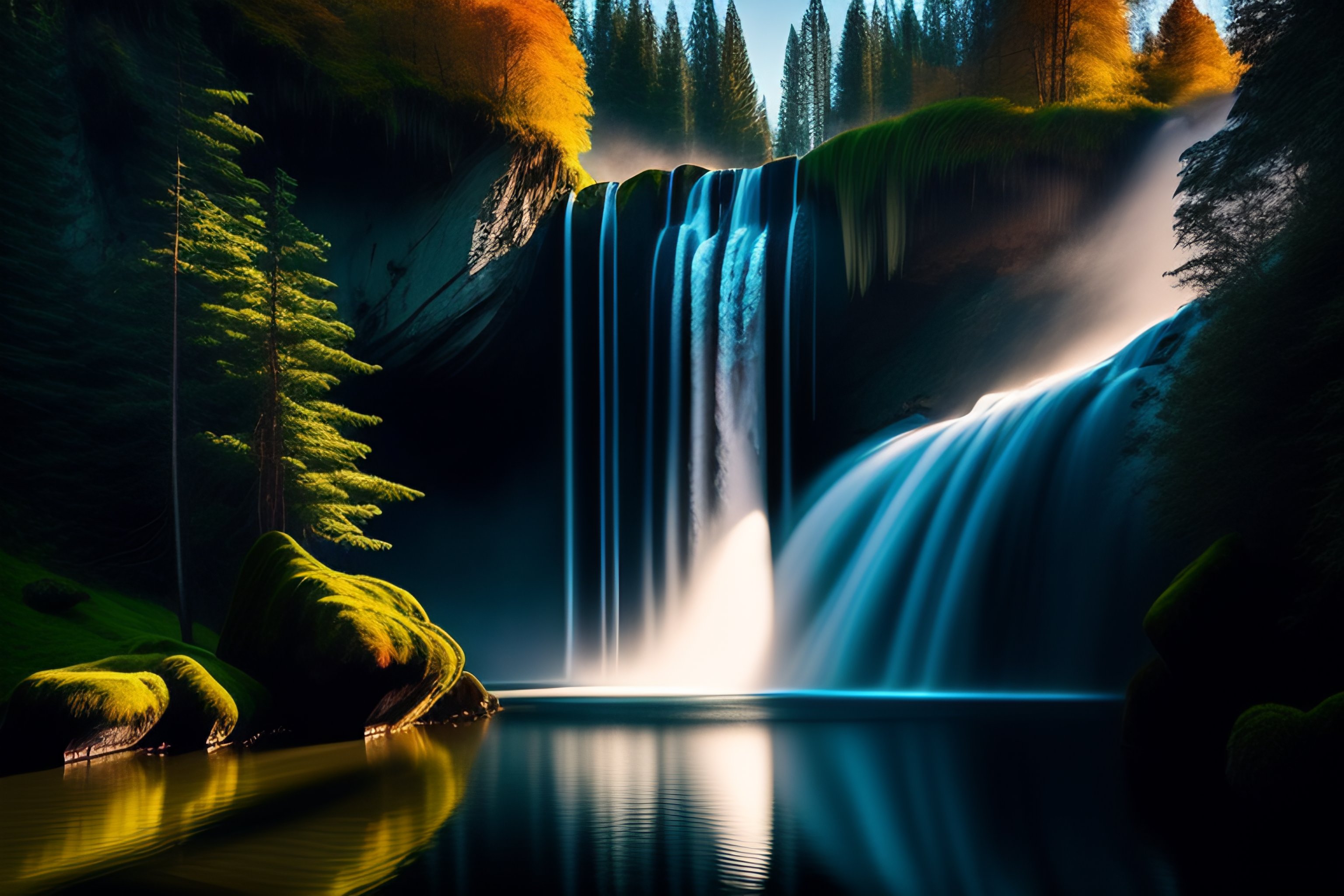 Lexica - Dark gloomy waterfall
