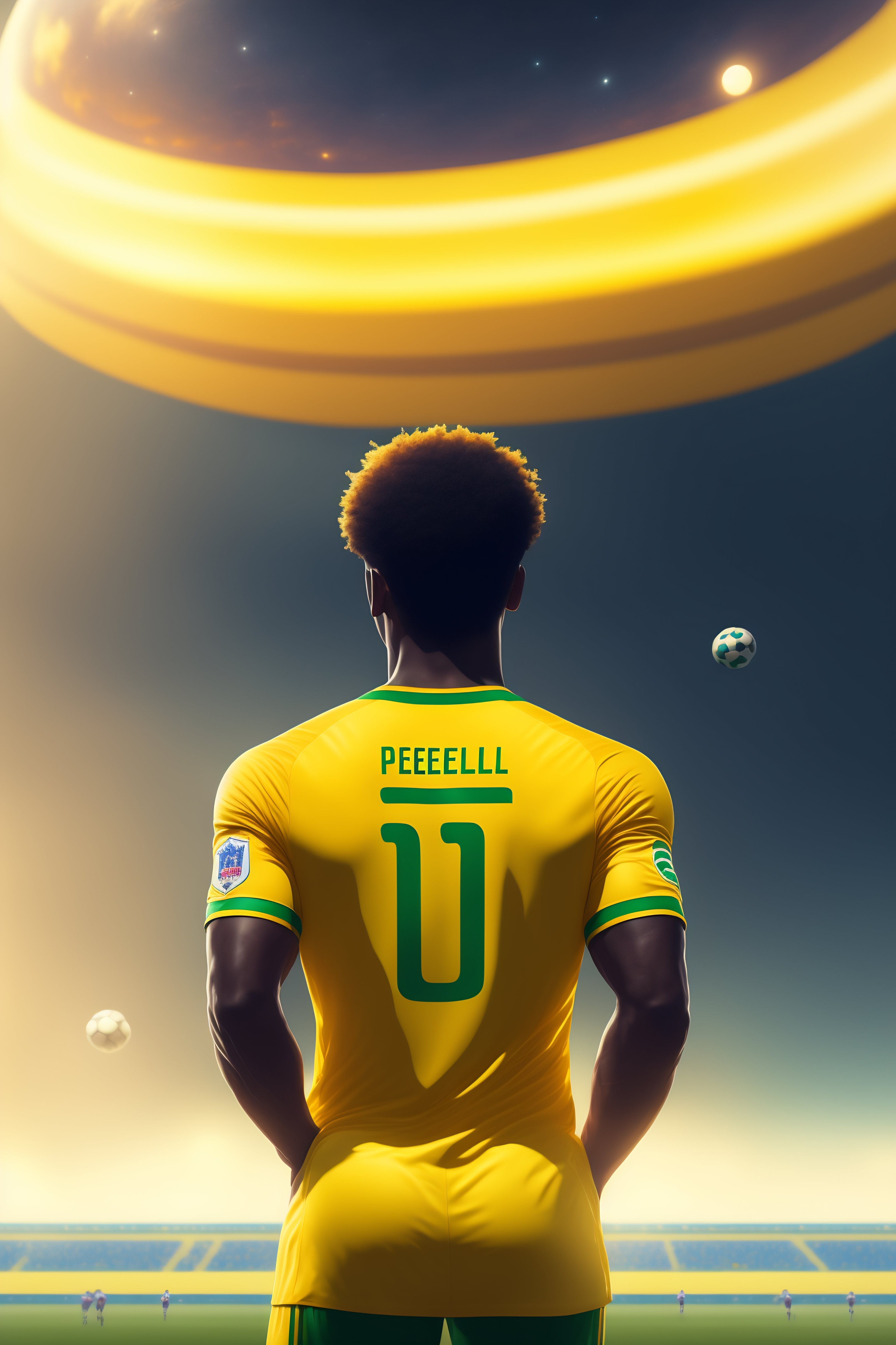 Lexica - Back of Footballer Pele wearing yellow brazil team jersey ...