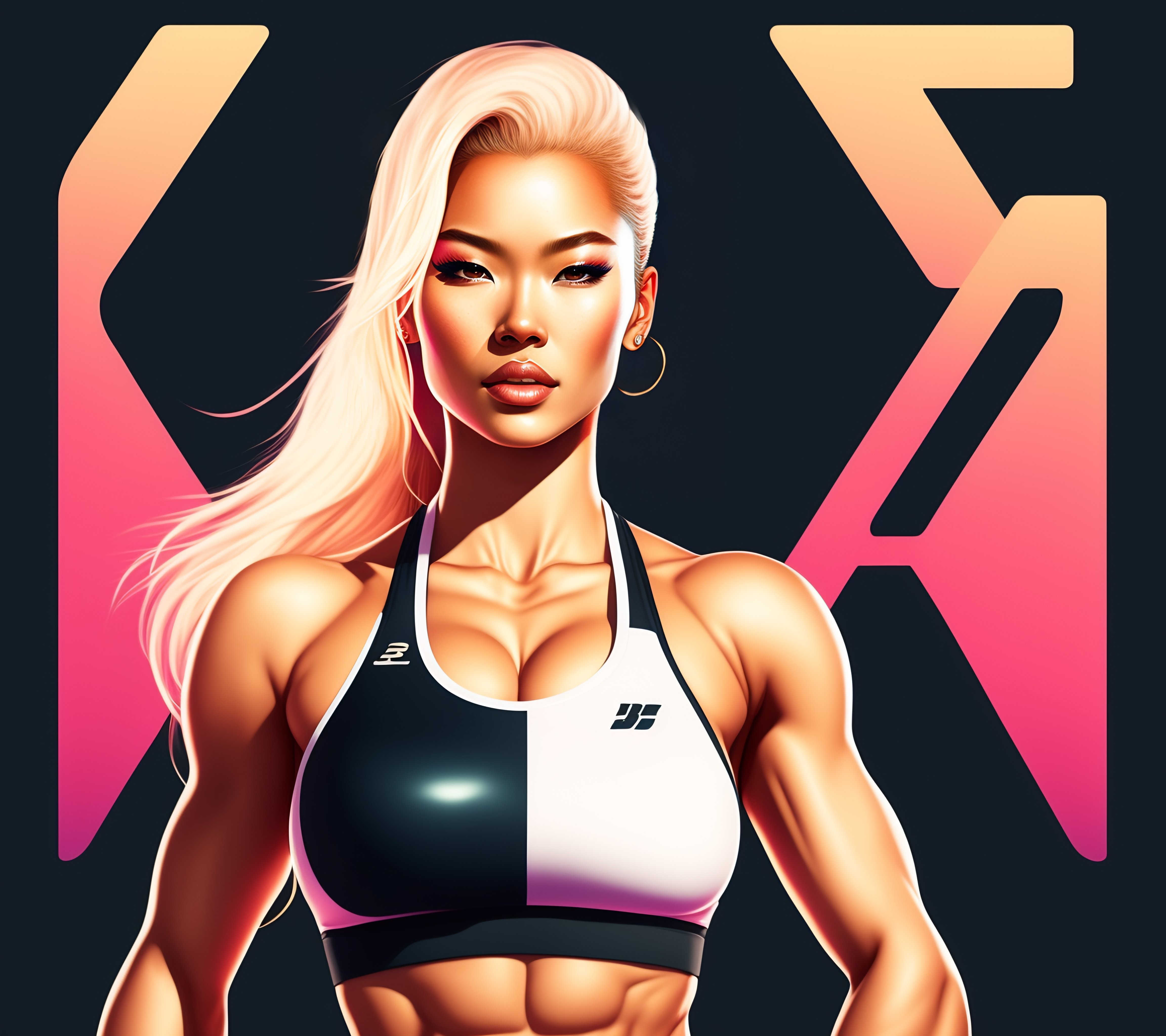 A woman in a sports bra top and shorts, a character portrait  - Lexica