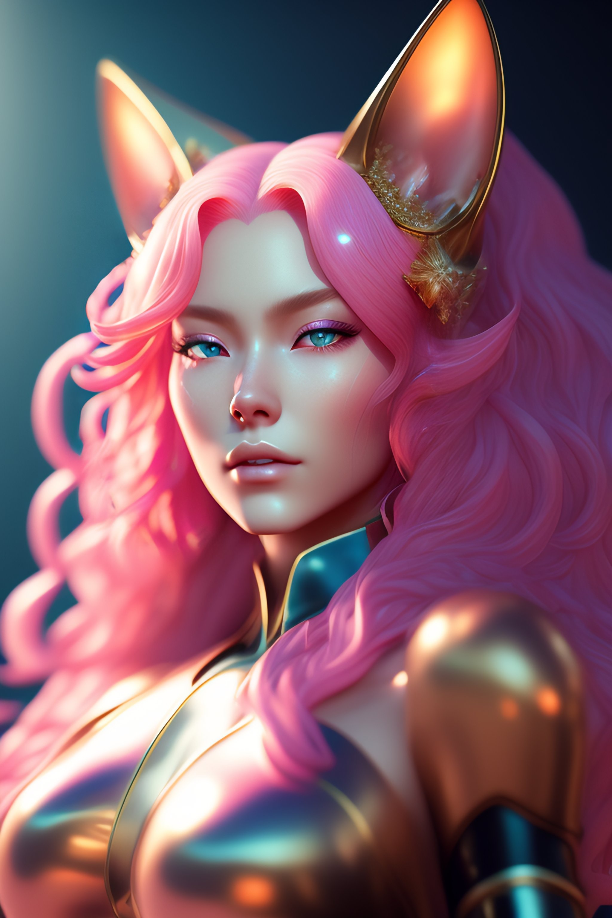 Lexica - Hyperrealistic picture of a anime cat girl, stunning 3d render ...