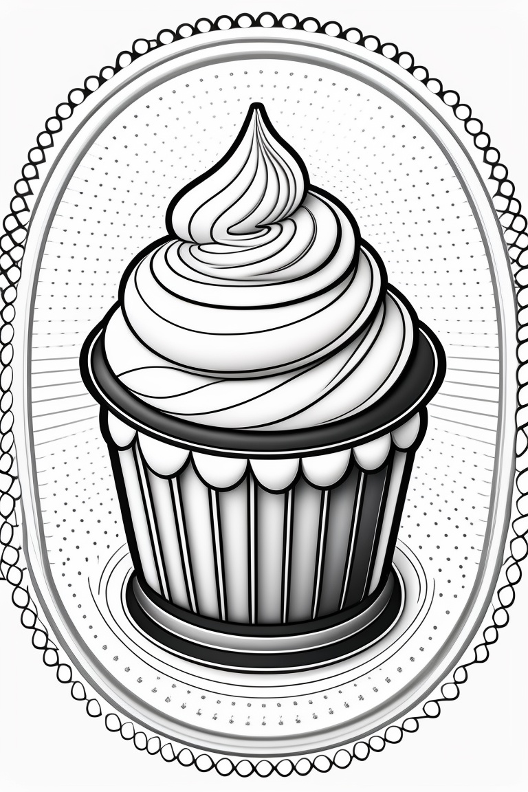 cute cupcake clip art black and white