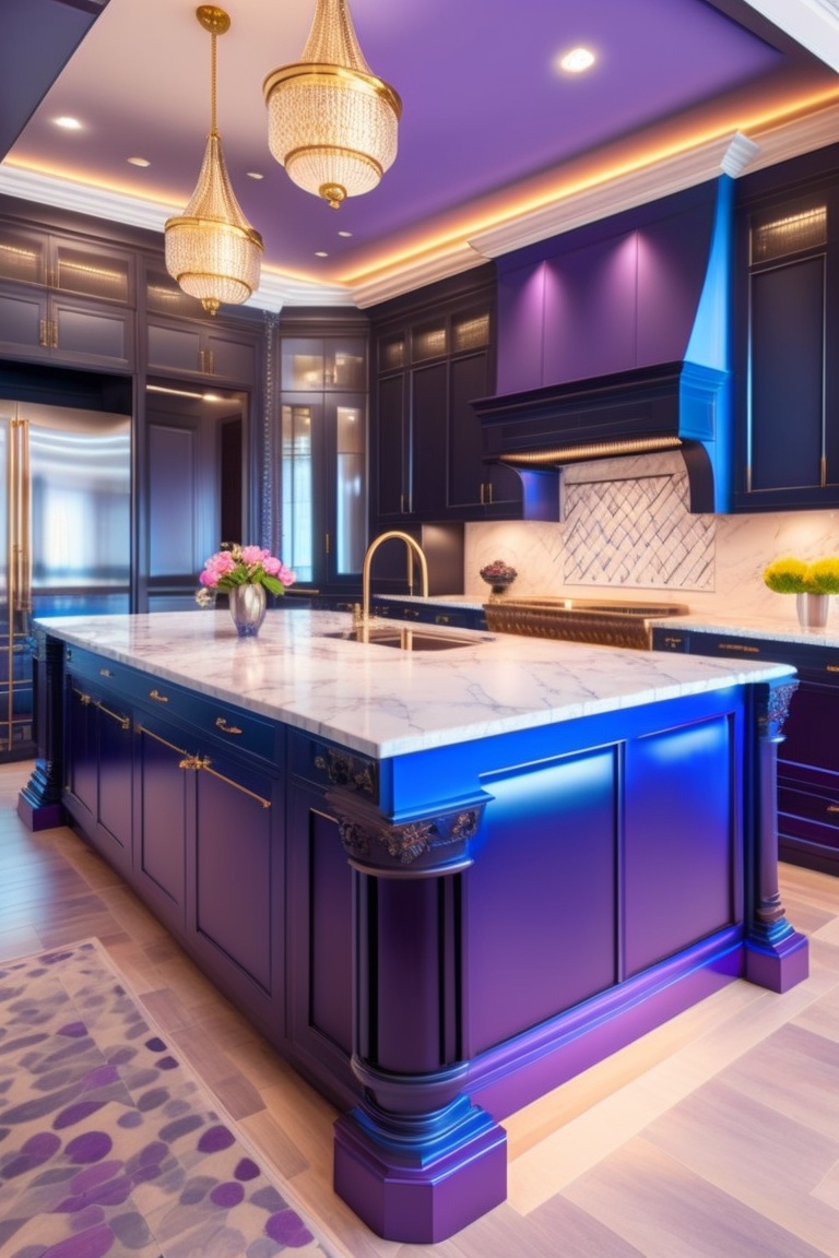 Lexica - Blue and purple colour In this luxurious 3D scene, we are ...