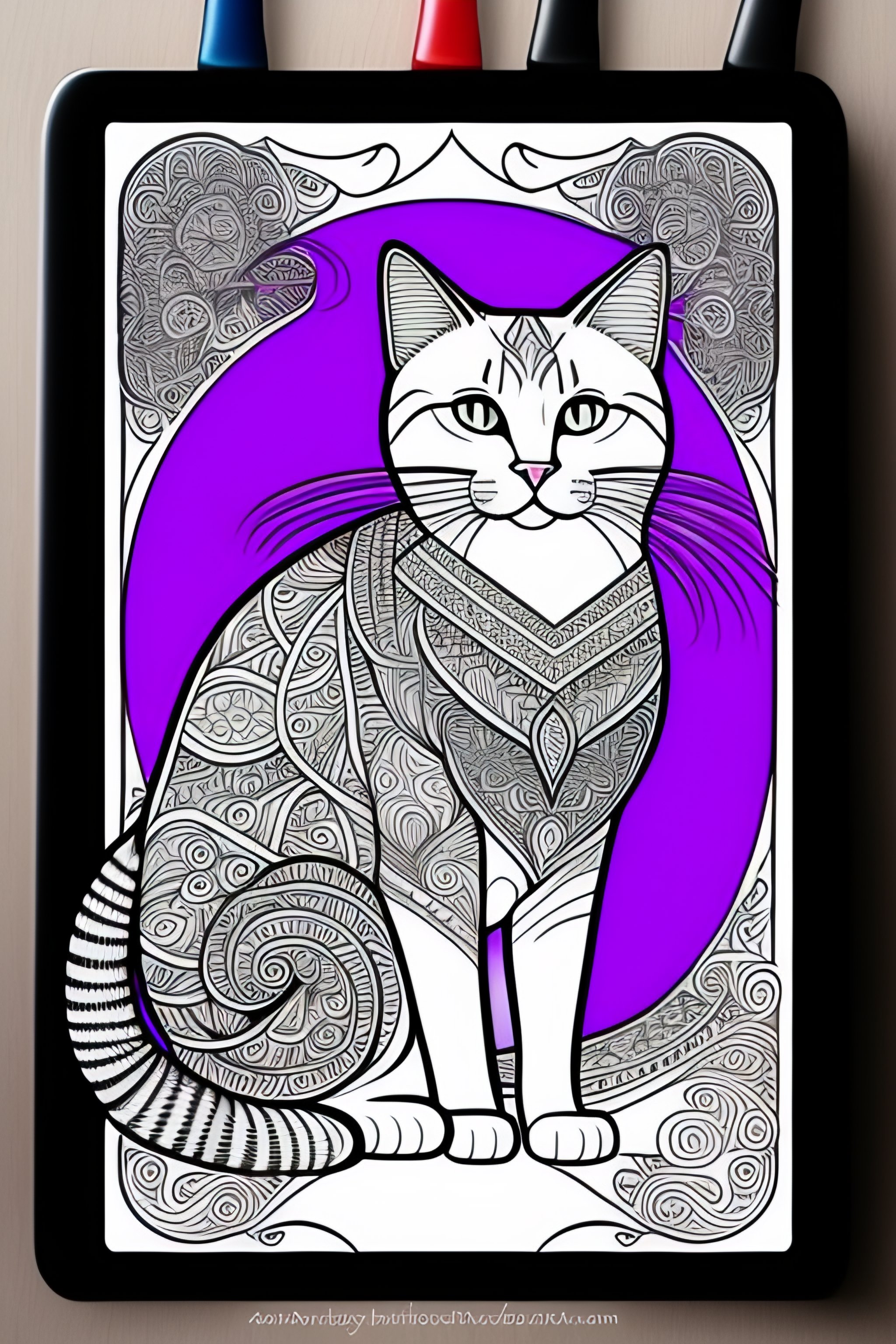 Lexica - Cat style coloring book for kids , outline art, drawing, sketch,  b&w, not overcrowded