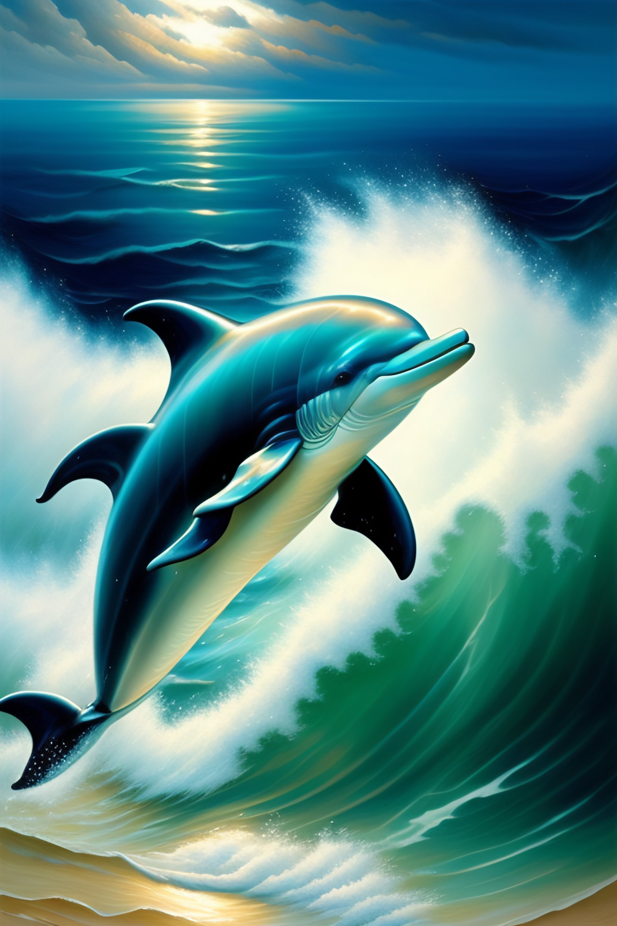 Lexica Ocean, two dolphins, sea shades, by Charles Vickery