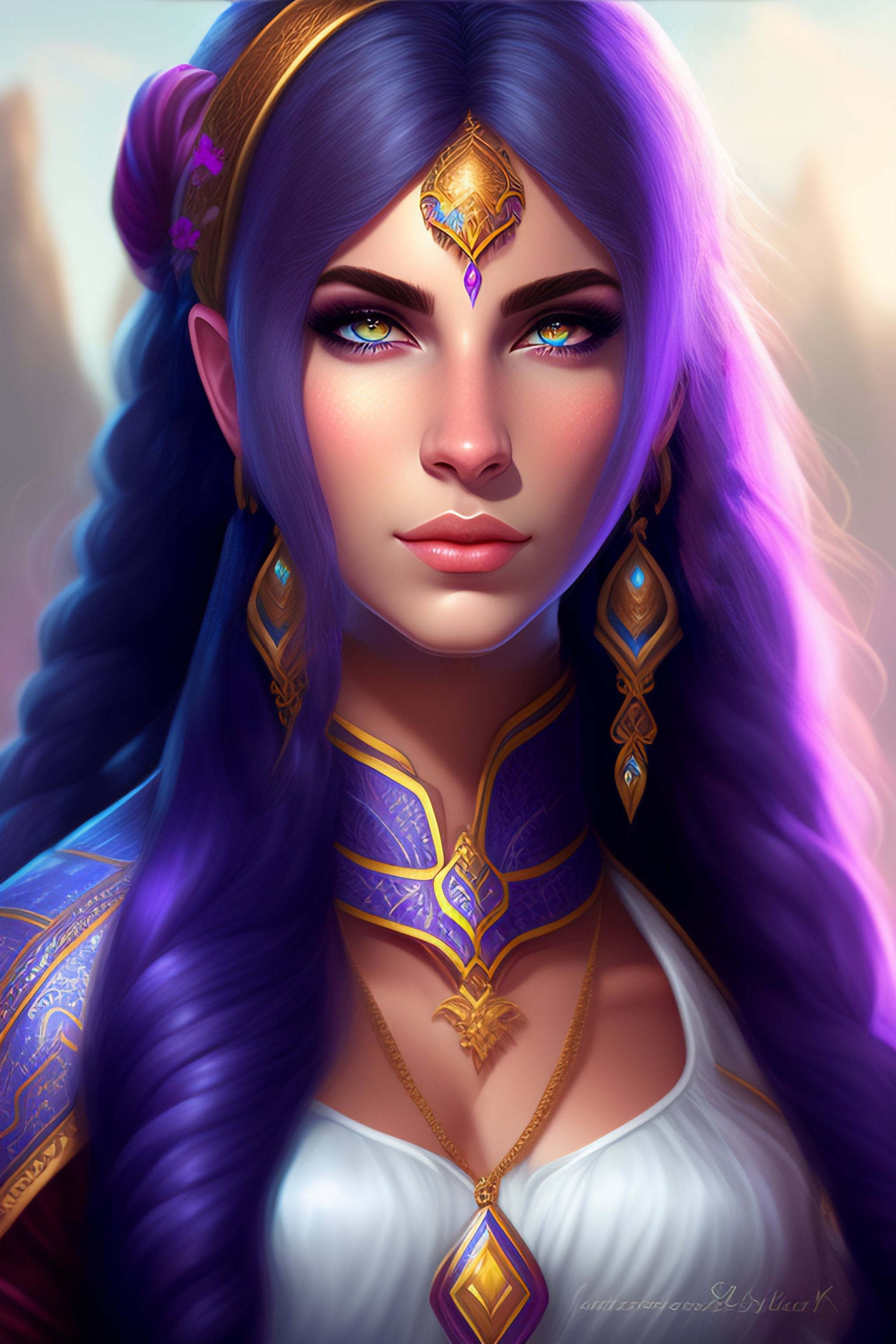 Lexica - Highly detailed portrait of a young Draenei girl