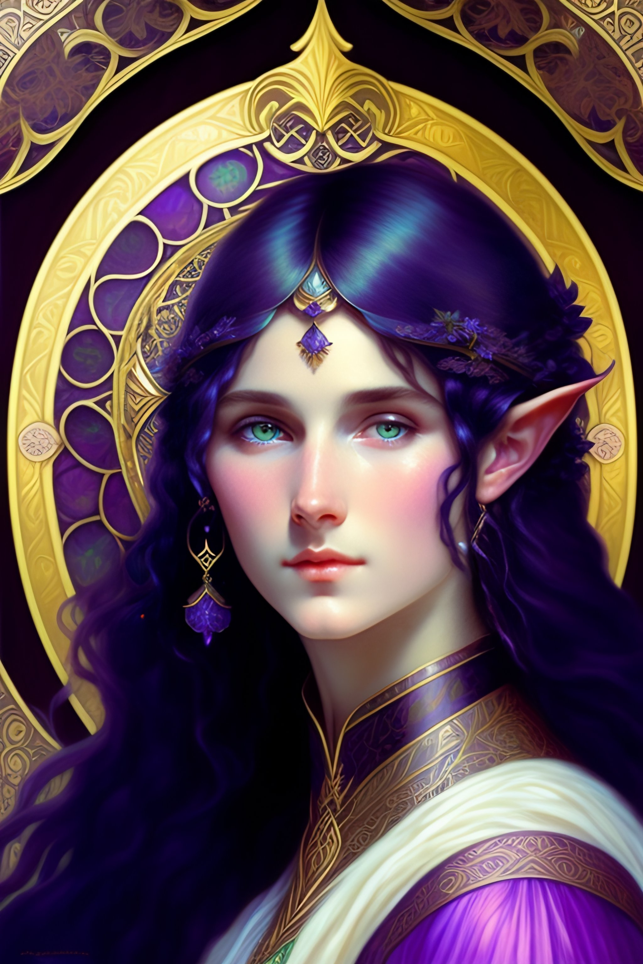 Lexica Portrait of a young elf woman with pale skin, green eyes, long