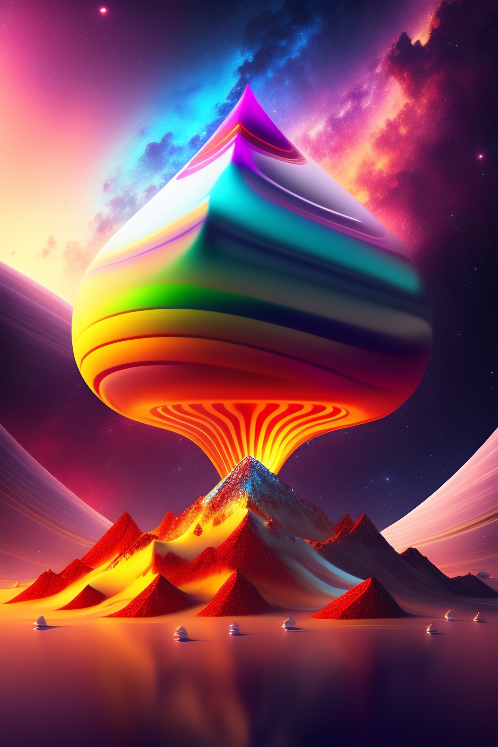 Lexica - Mountain of candy in space 8K render octane high definition ...