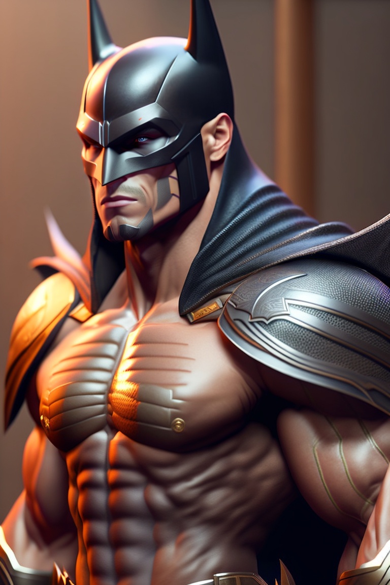 Lexica - Full body potrait of thin muscular samurai as BATMAN , muscle ...