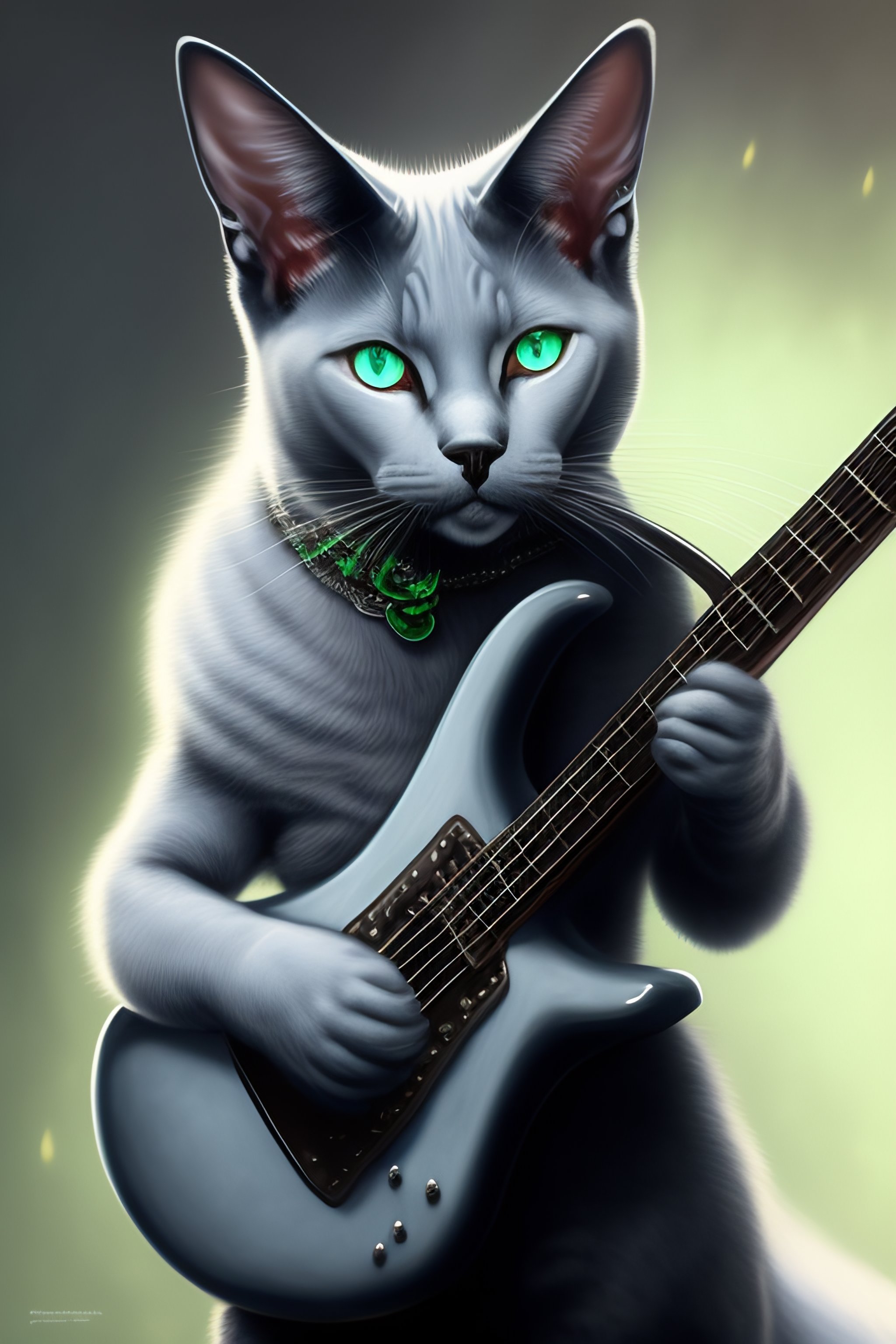 Lexica A detailed portrait of solid grey color grey russian blue cat