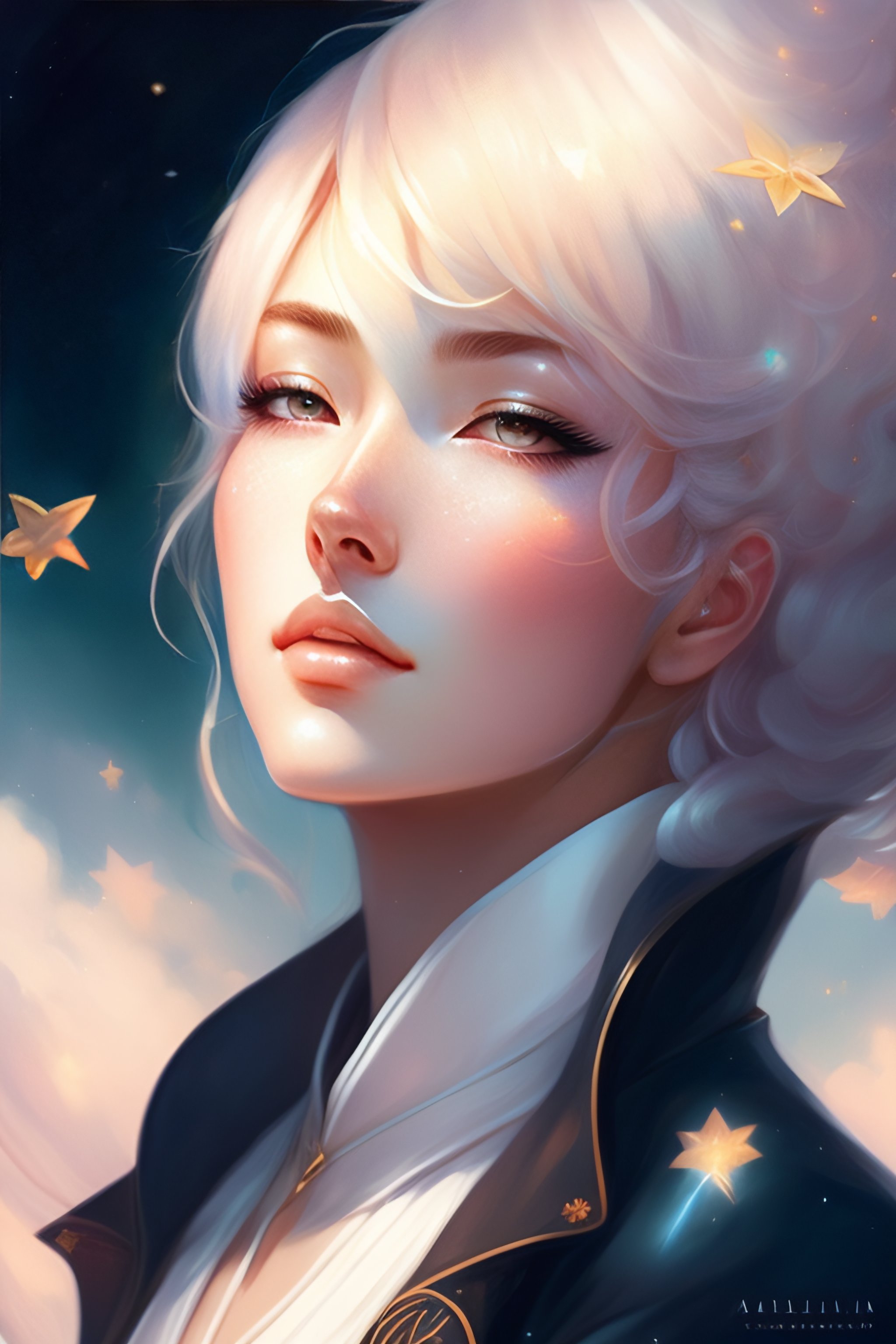 Lexica - Beautiful anime boy with short white hair, character portrait, 1 9  6 0 s, long hair, intricate, elegant, highly detailed, digital painting