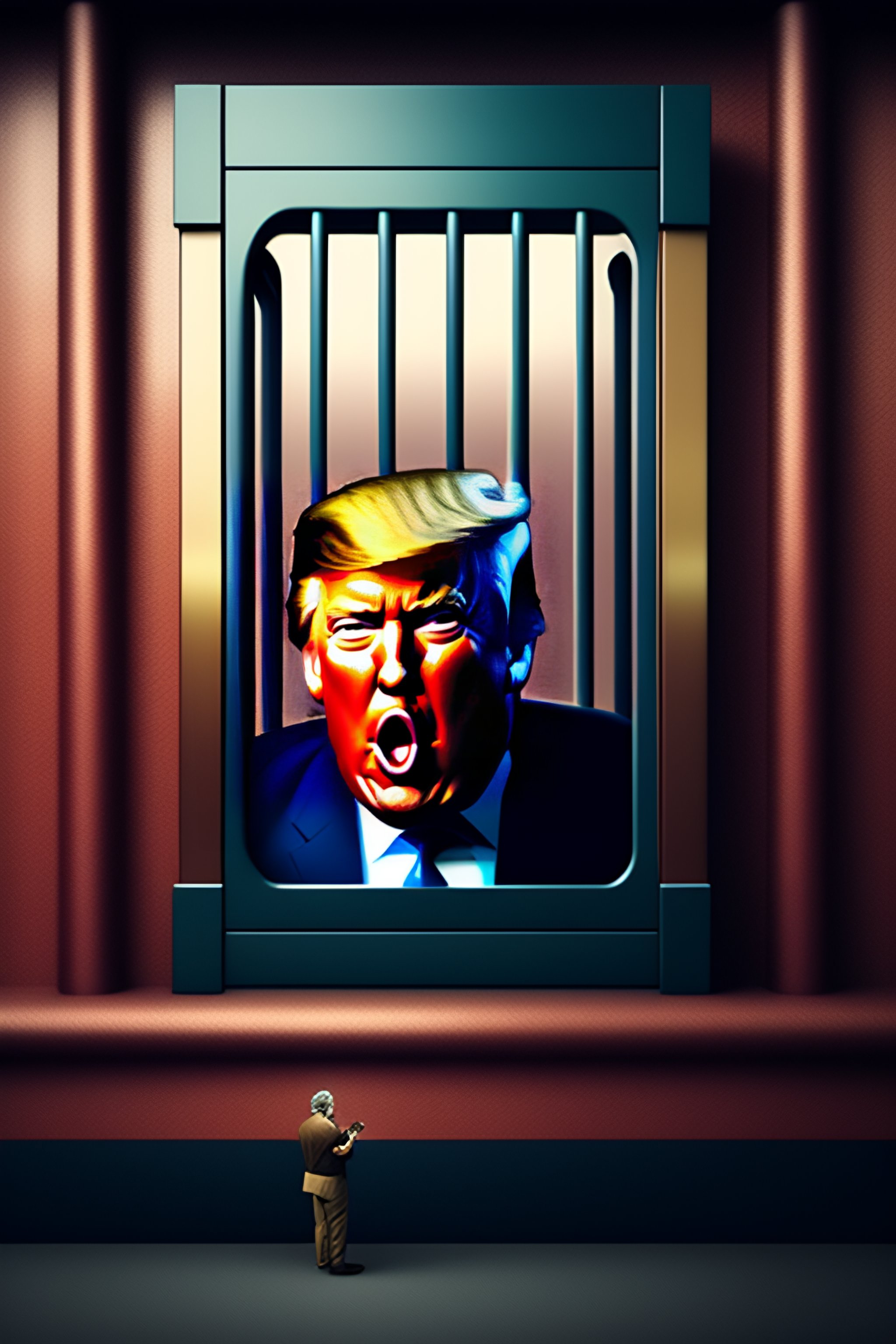 Lexica - Photo Af Mocking Donald Trumpin Jail, Realistic