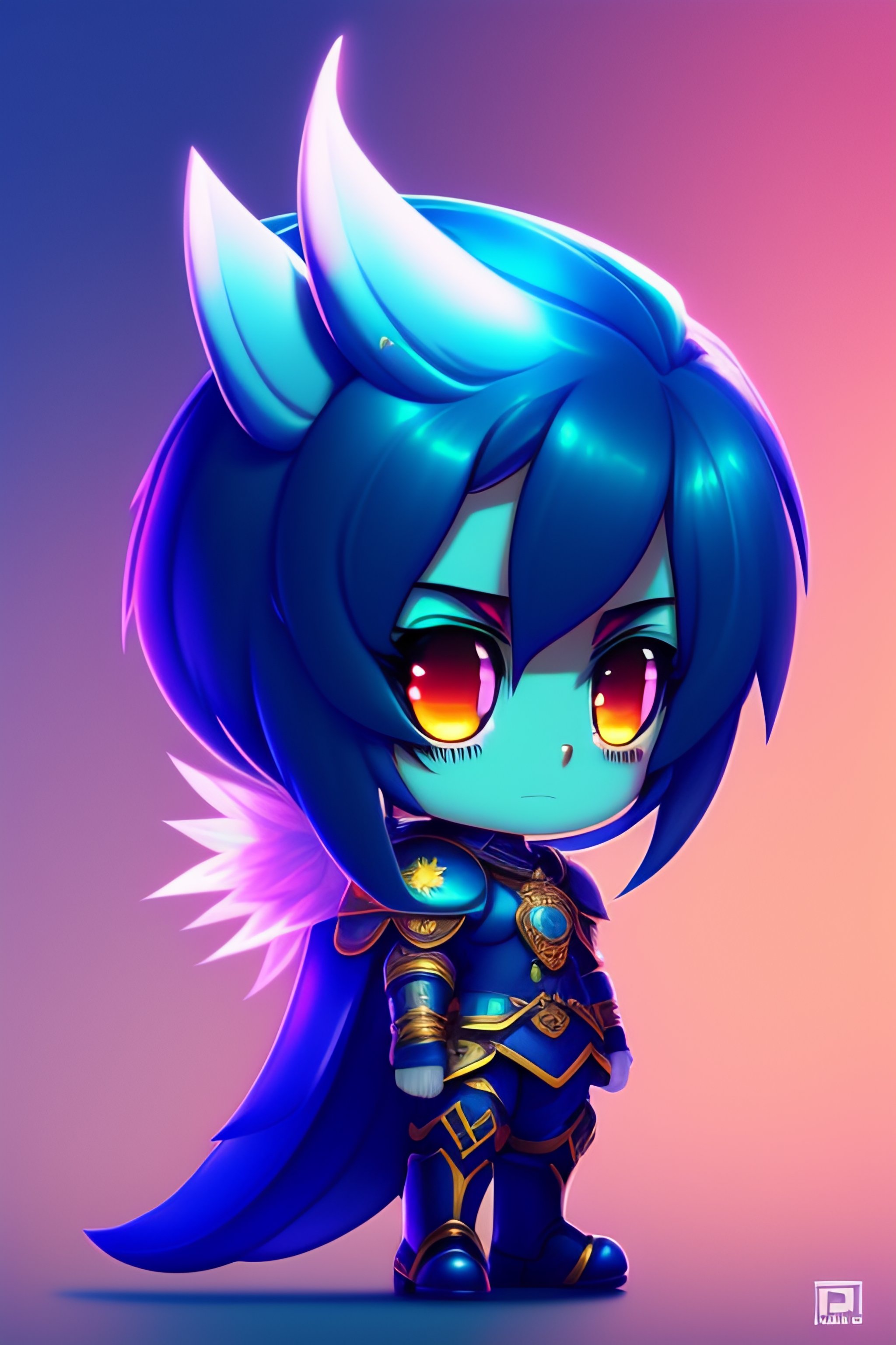 Lexica - A blue fenix, in the style of anime chibi version femele