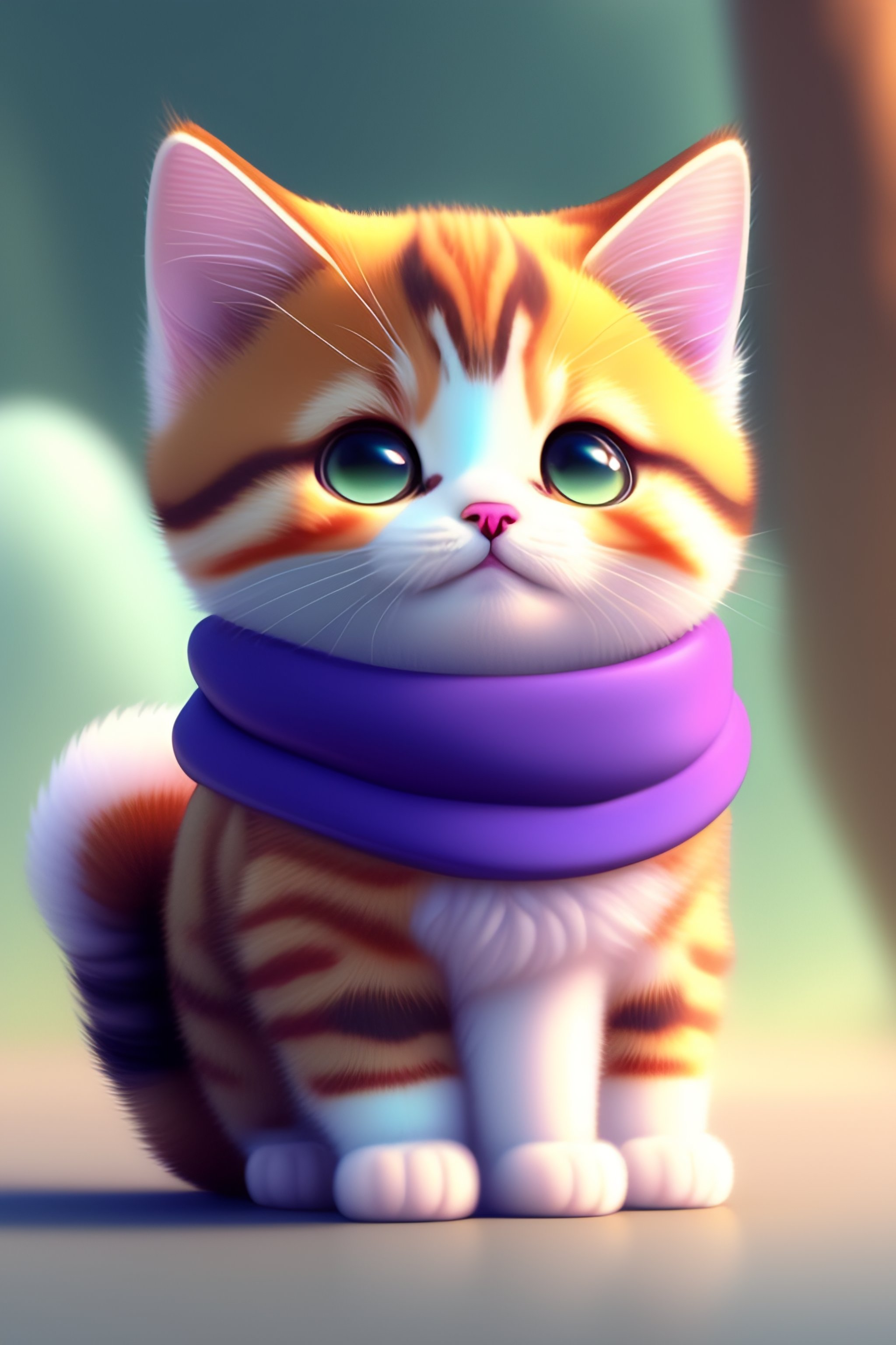 Lexica - Cute and adorable cartoon fluffy baby cat , fantasy, dreamlike ...