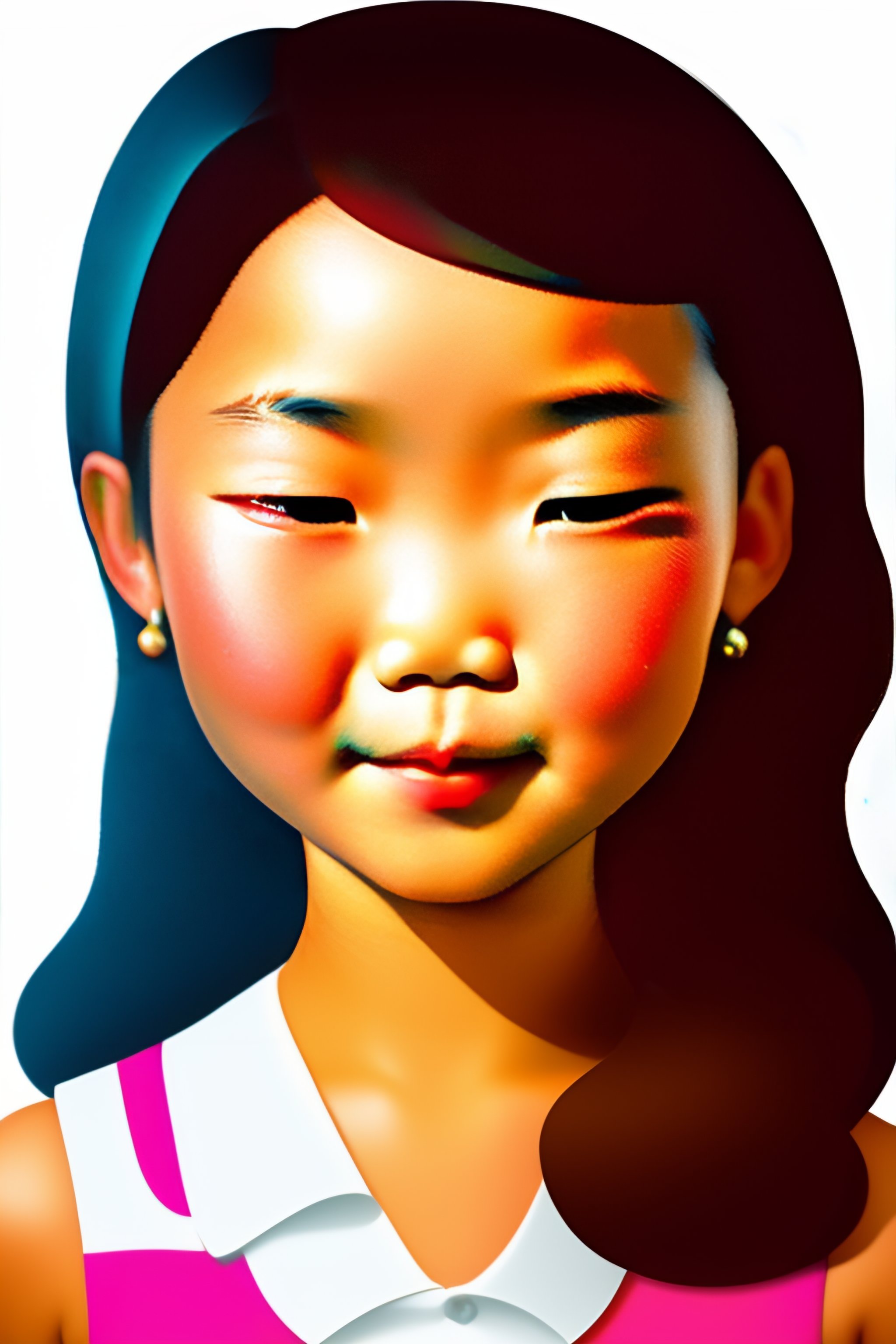 Lexica 3 girls in one selfie, clipart, asian origin, face with no