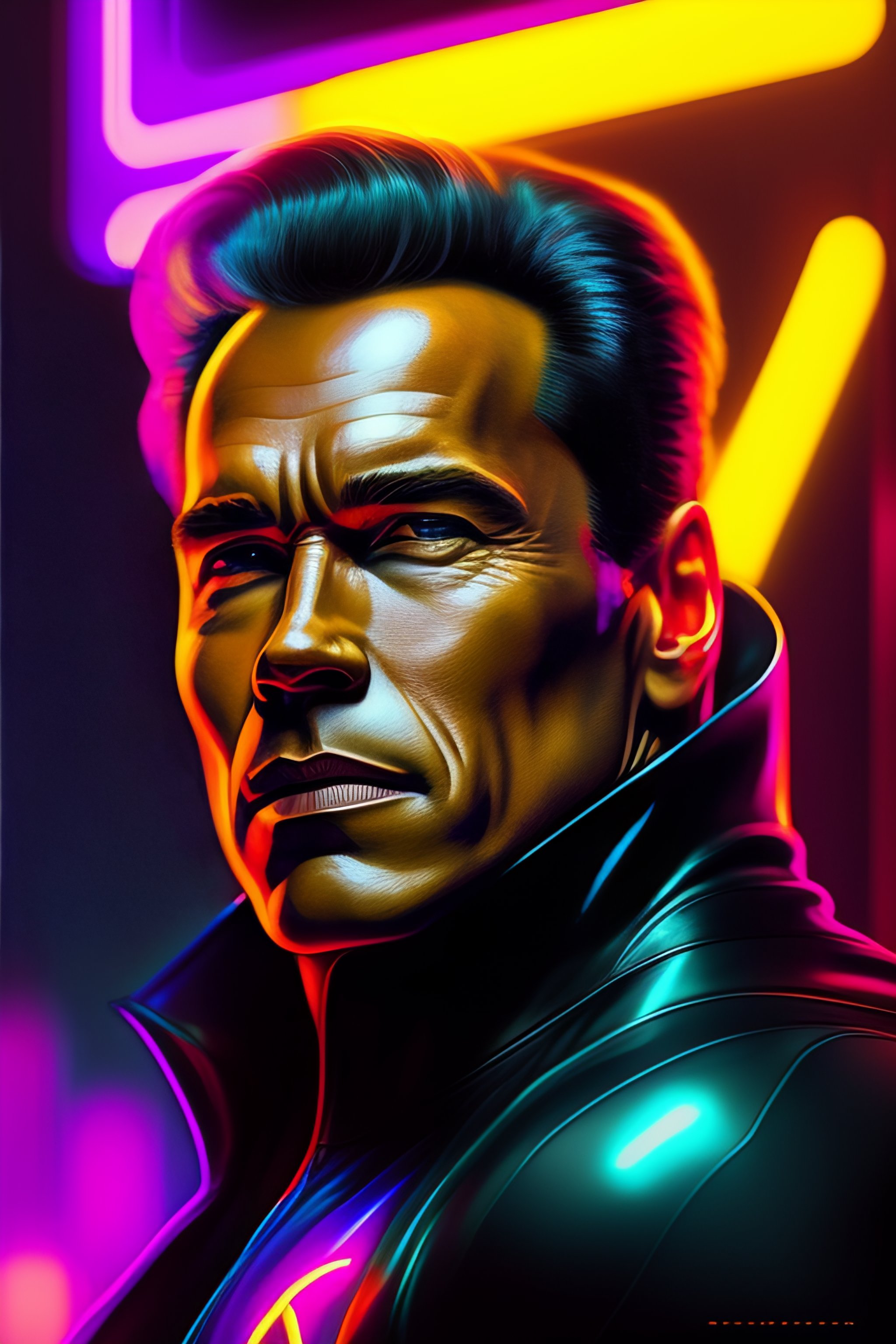 Lexica - Arnold schwarzenegger, pikachu, neon, cyberpunk, futuristic ...