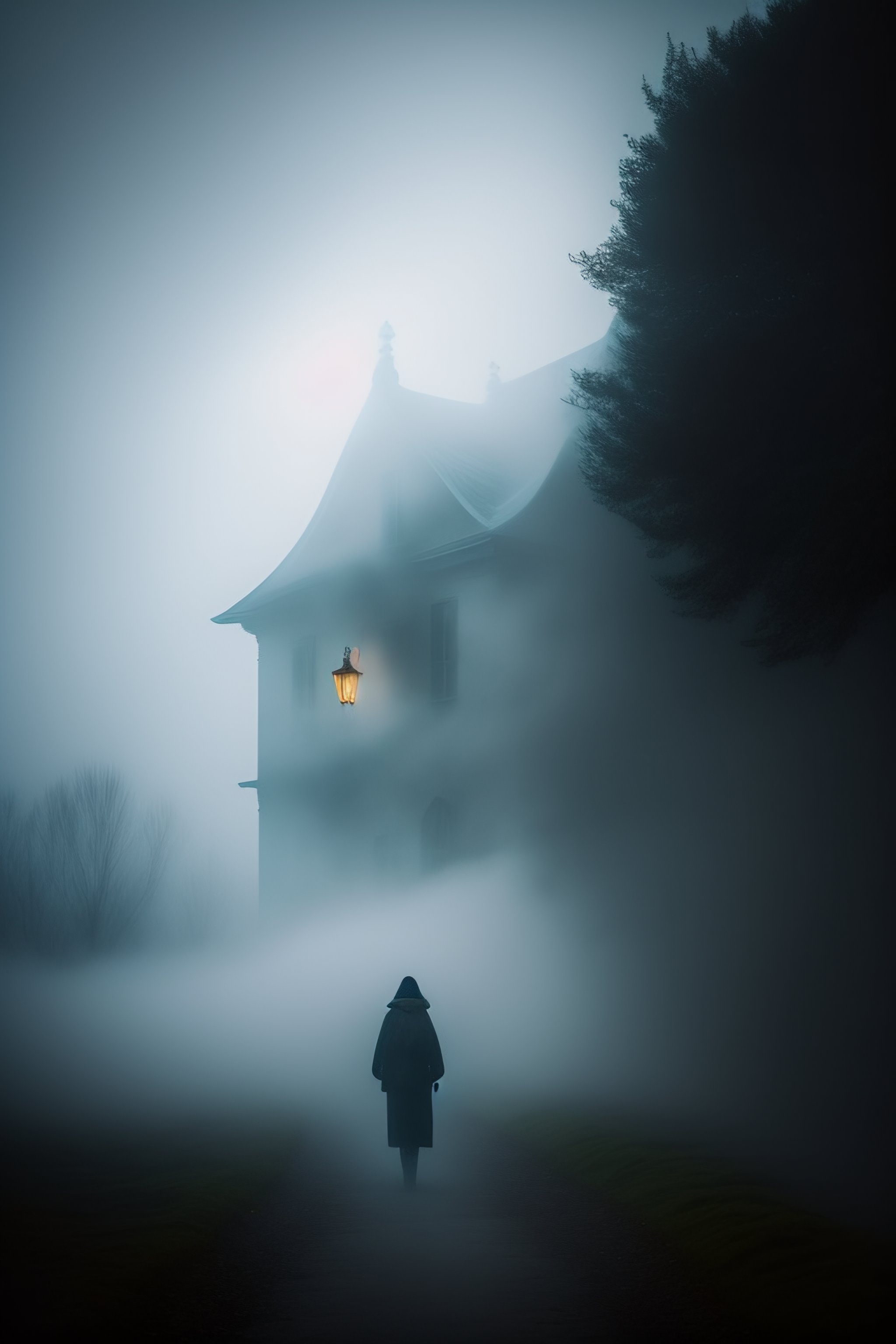 Lexica - Foggy creepy photograph of a ghostly girl