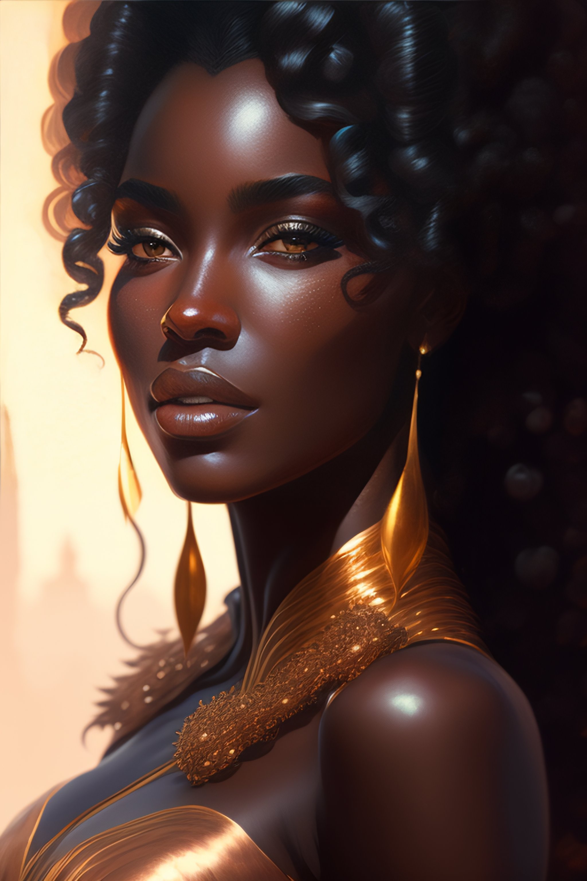 Lexica - The first portrait of a Queen, a beautiful black woman with ...