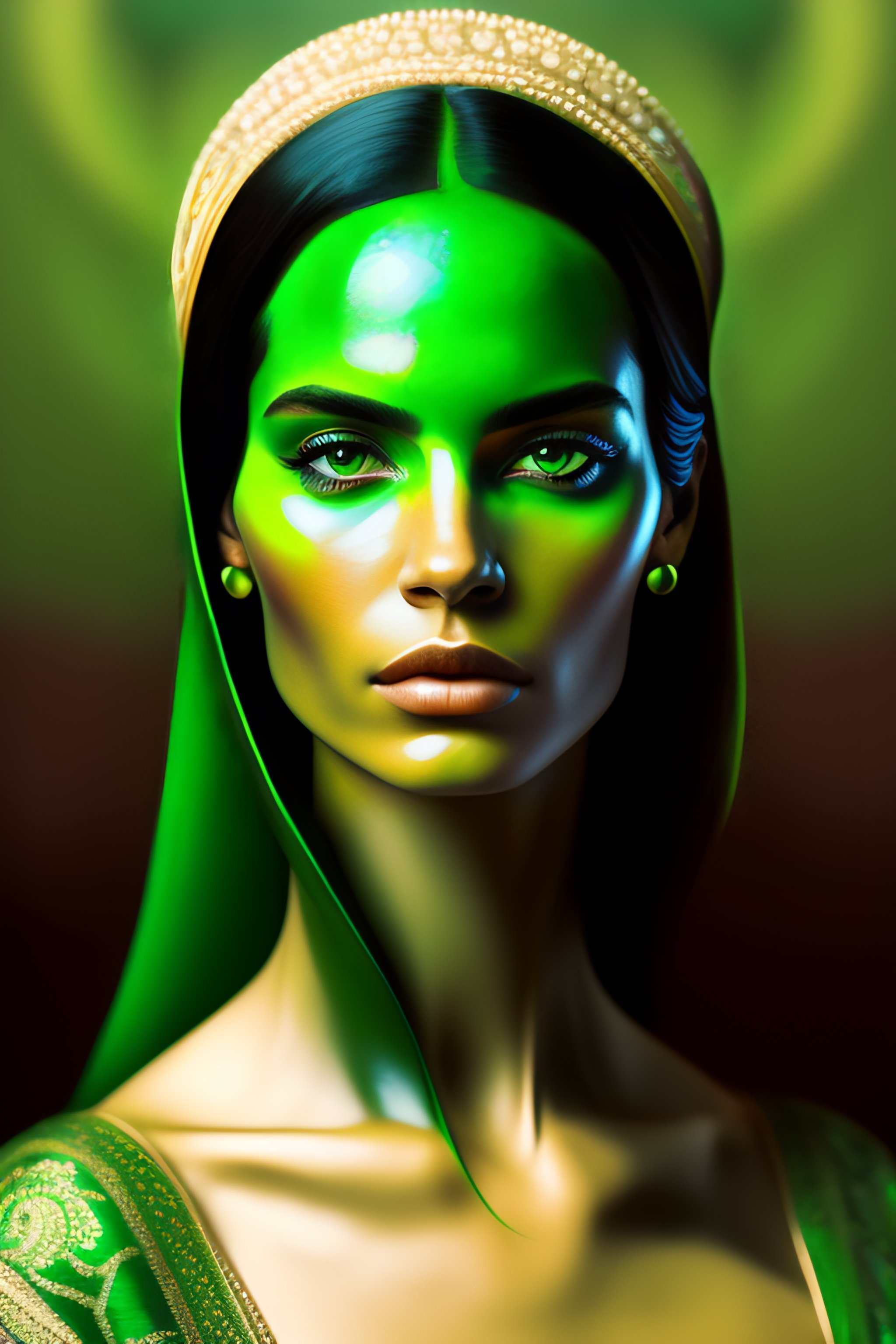 Lexica Green Woman Portrait with one eye