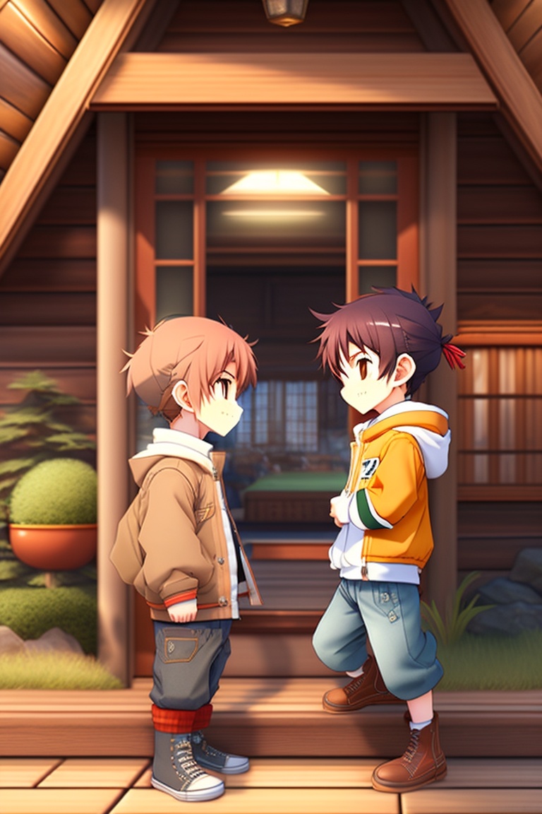 Lexica - Two boys fighting inside a wooden house, anime, 32k, highly  detailed