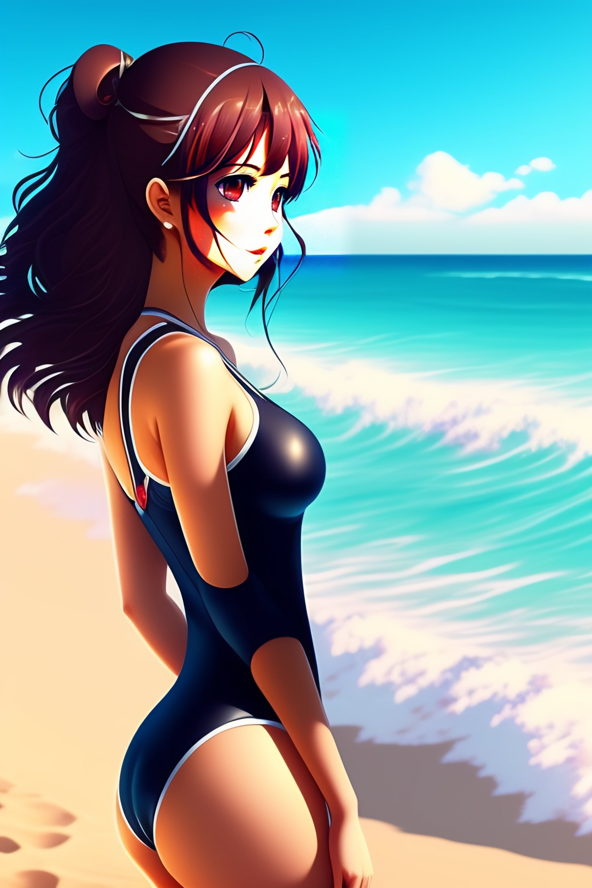 Anime girl in hot sale one piece swimsuit