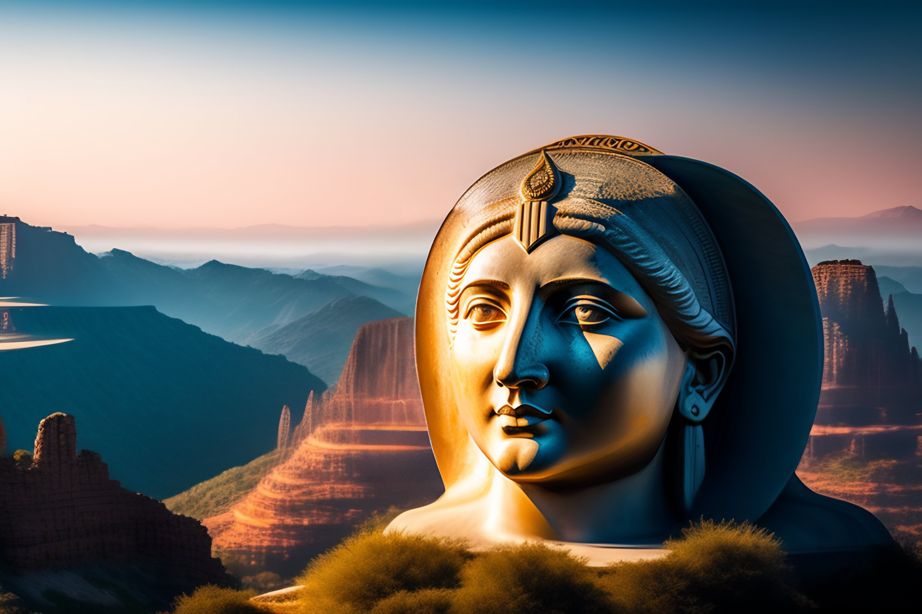 Lexica Dios griego, poder, gloria, león, estatua blanca, en el cielo